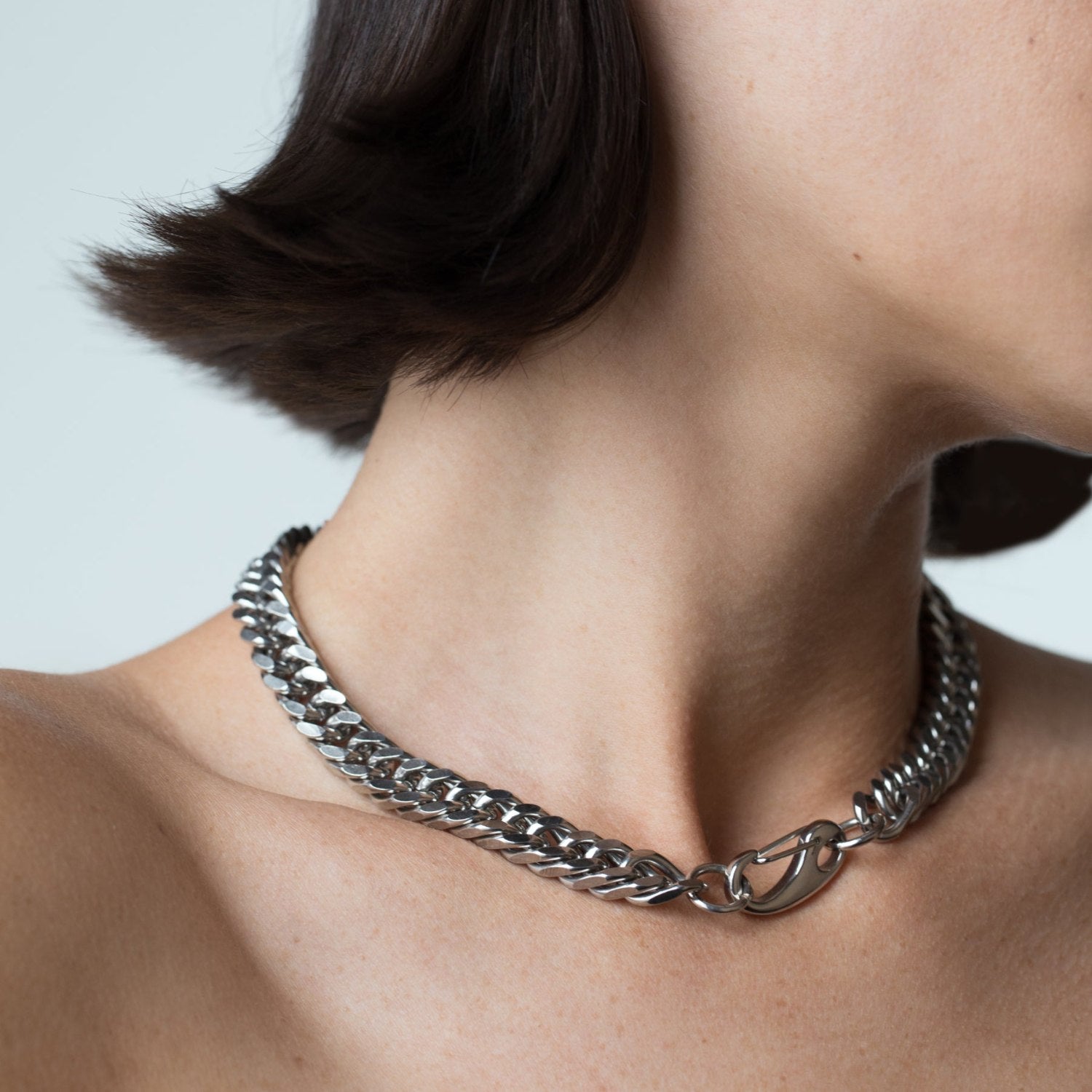 Chunky Silver Chain Necklace Statement Link Modern
