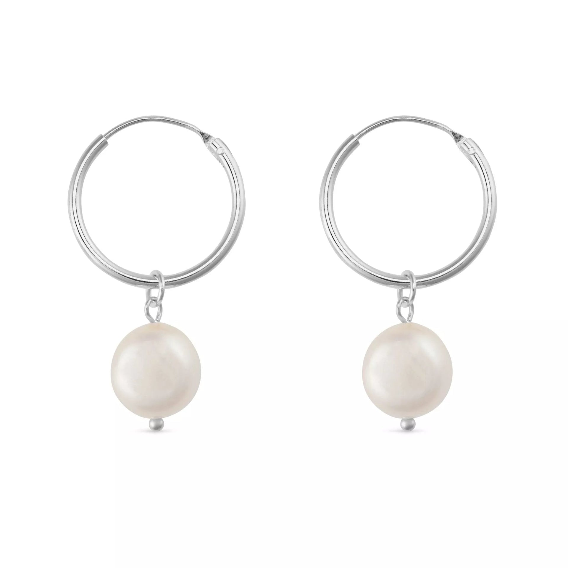 Chunky Sterling Silver Freshwater Pearl Hoops