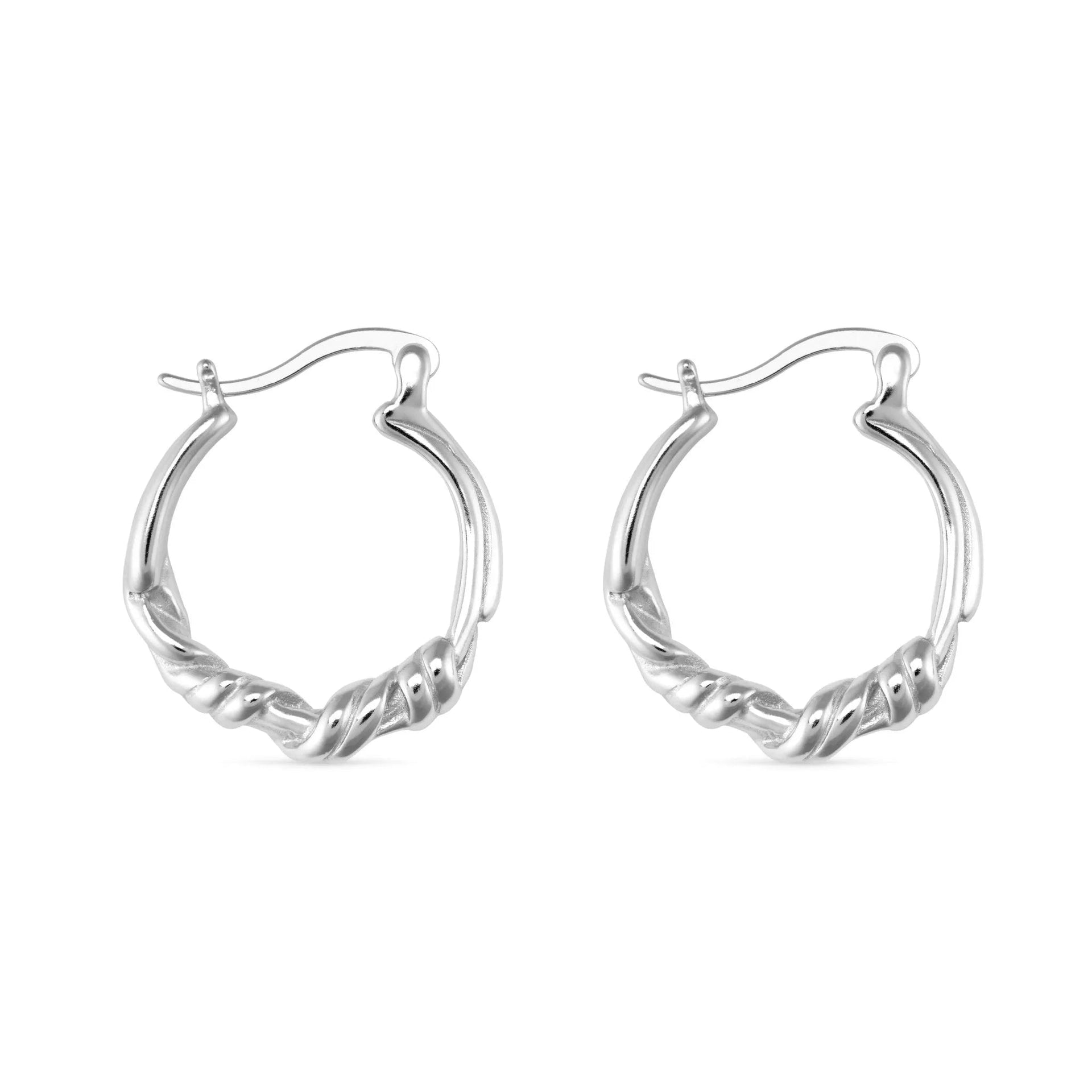 Chunky Sterling Silver Twisted Hoop Earrings