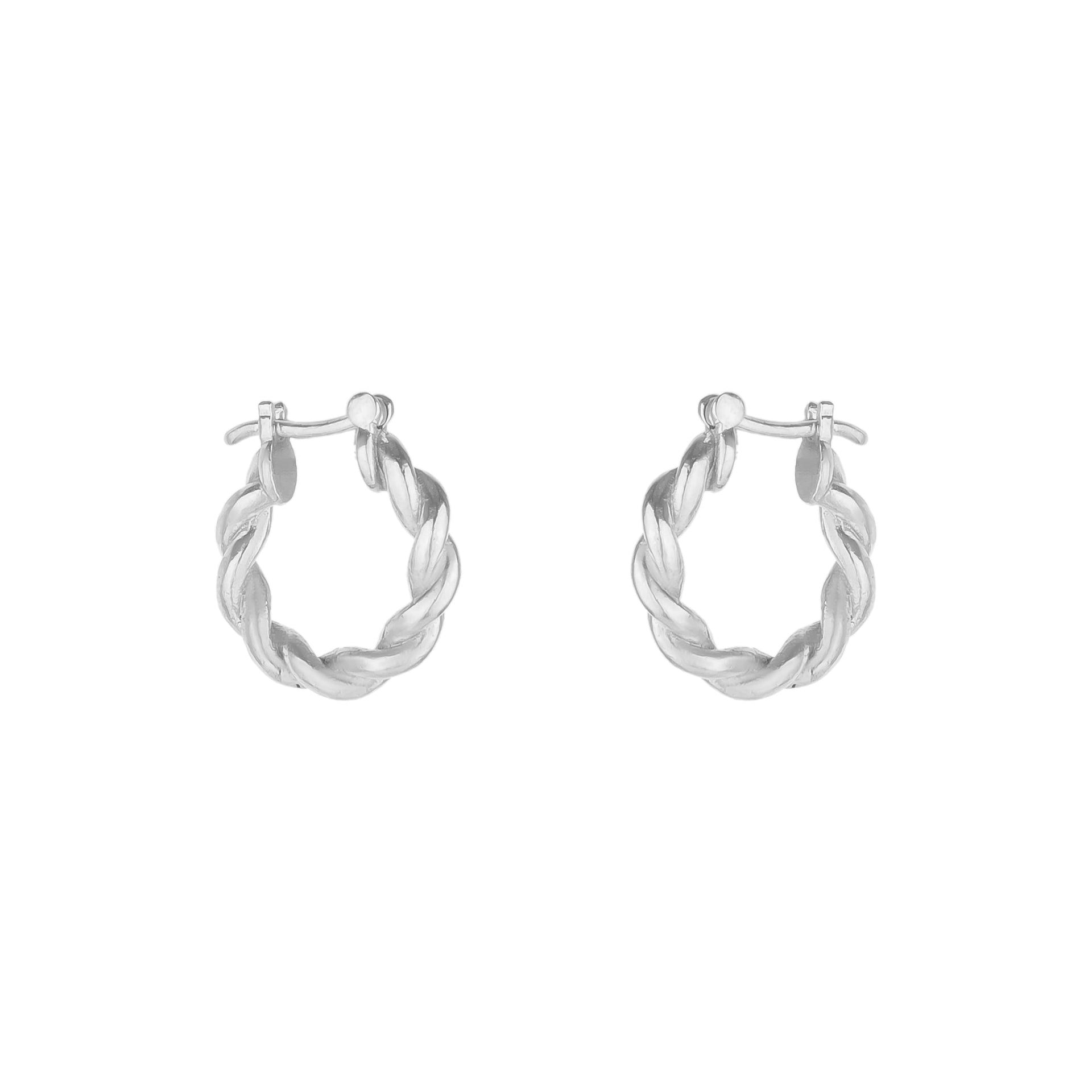 Chunky Twisted Silver Hoop Earrings