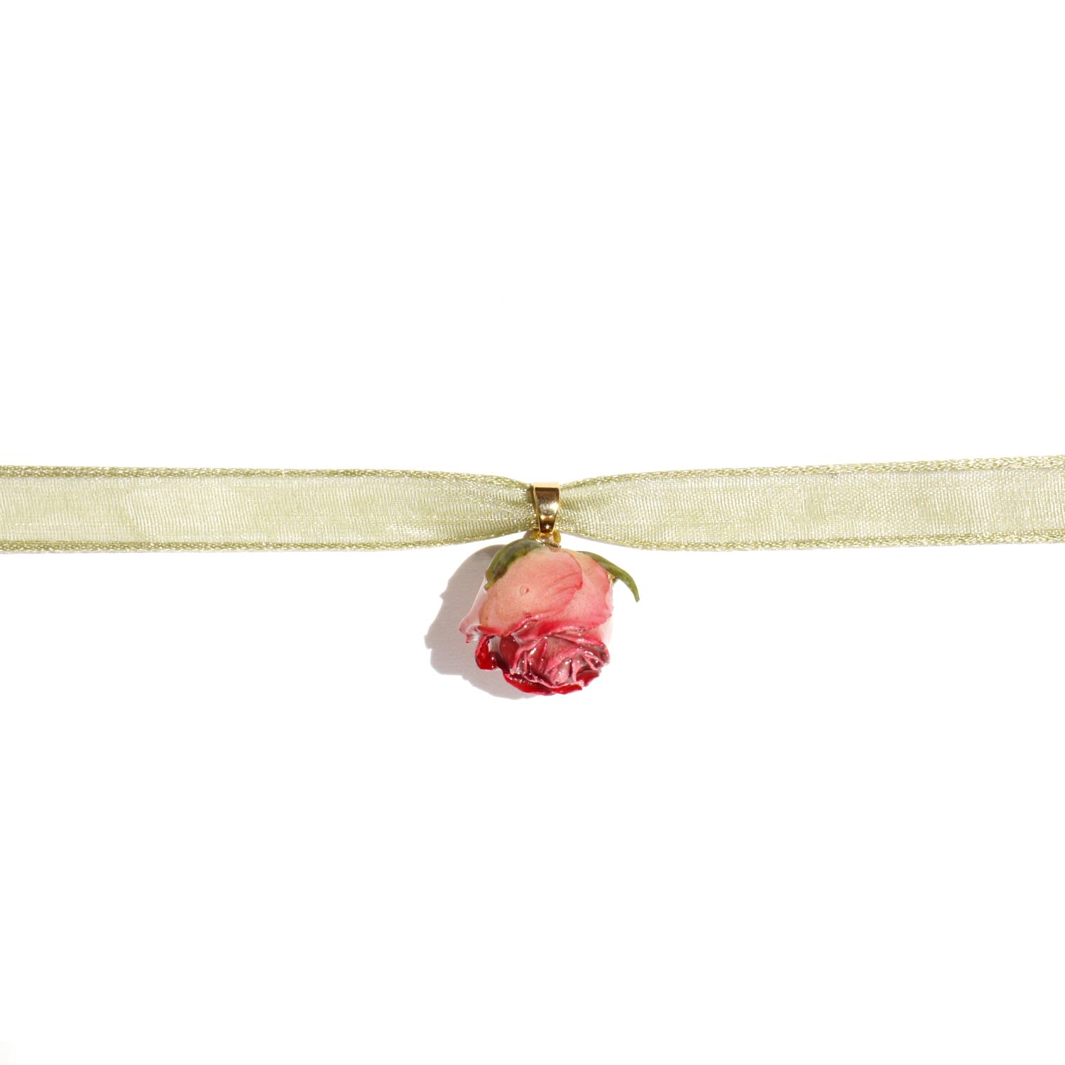Real Flower Bella Rosa Rosebud Organza Ribbon Choker