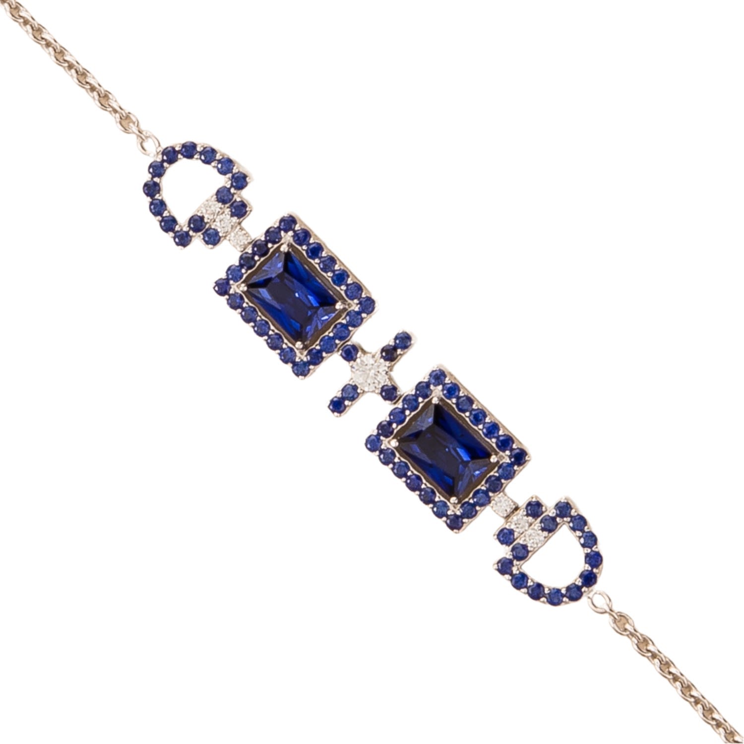Ciceris White Gold Bracelet In Blue Sapphire & Diamond