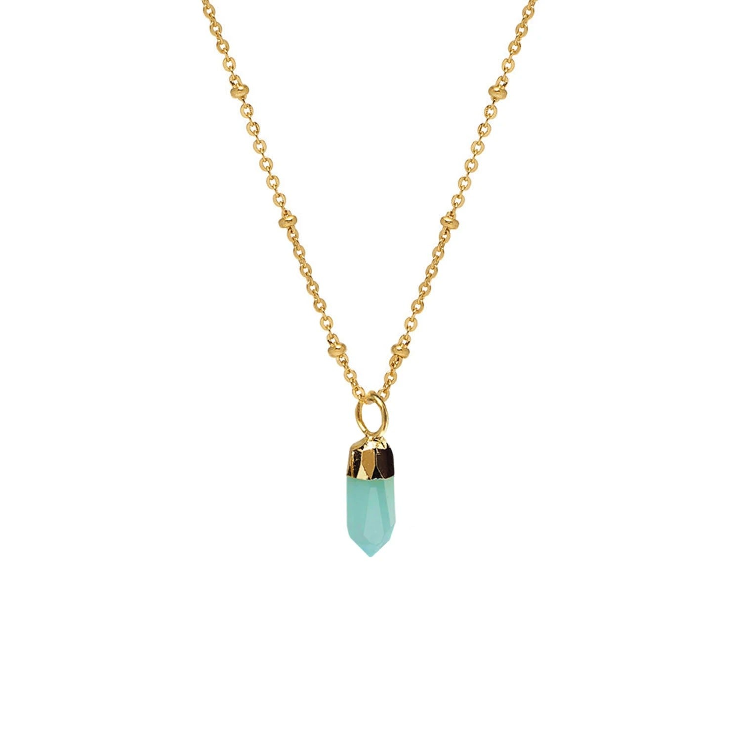 Mini Point Aqua Chalcedony Pendant