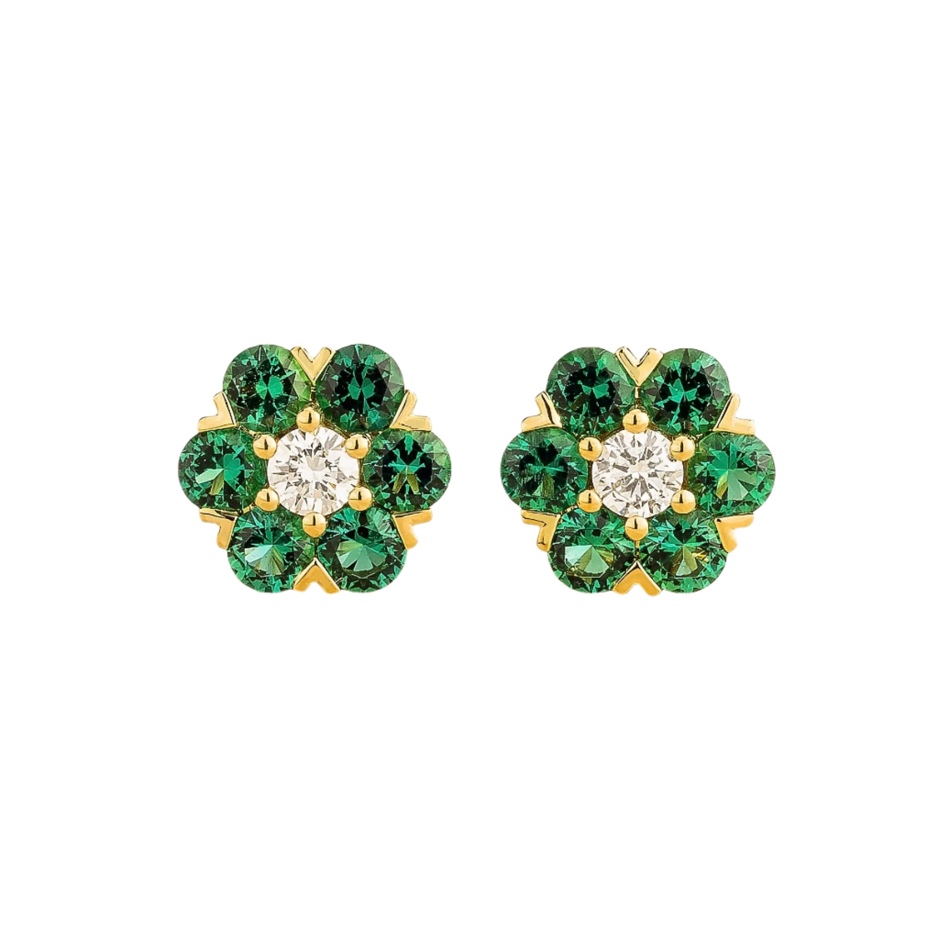 Cinq Gold Earrings Diamond & Emerald