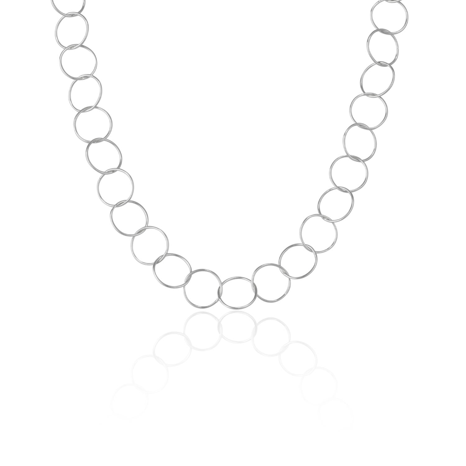 Circle Hoops Sterling Silver Chain Necklace - Silver