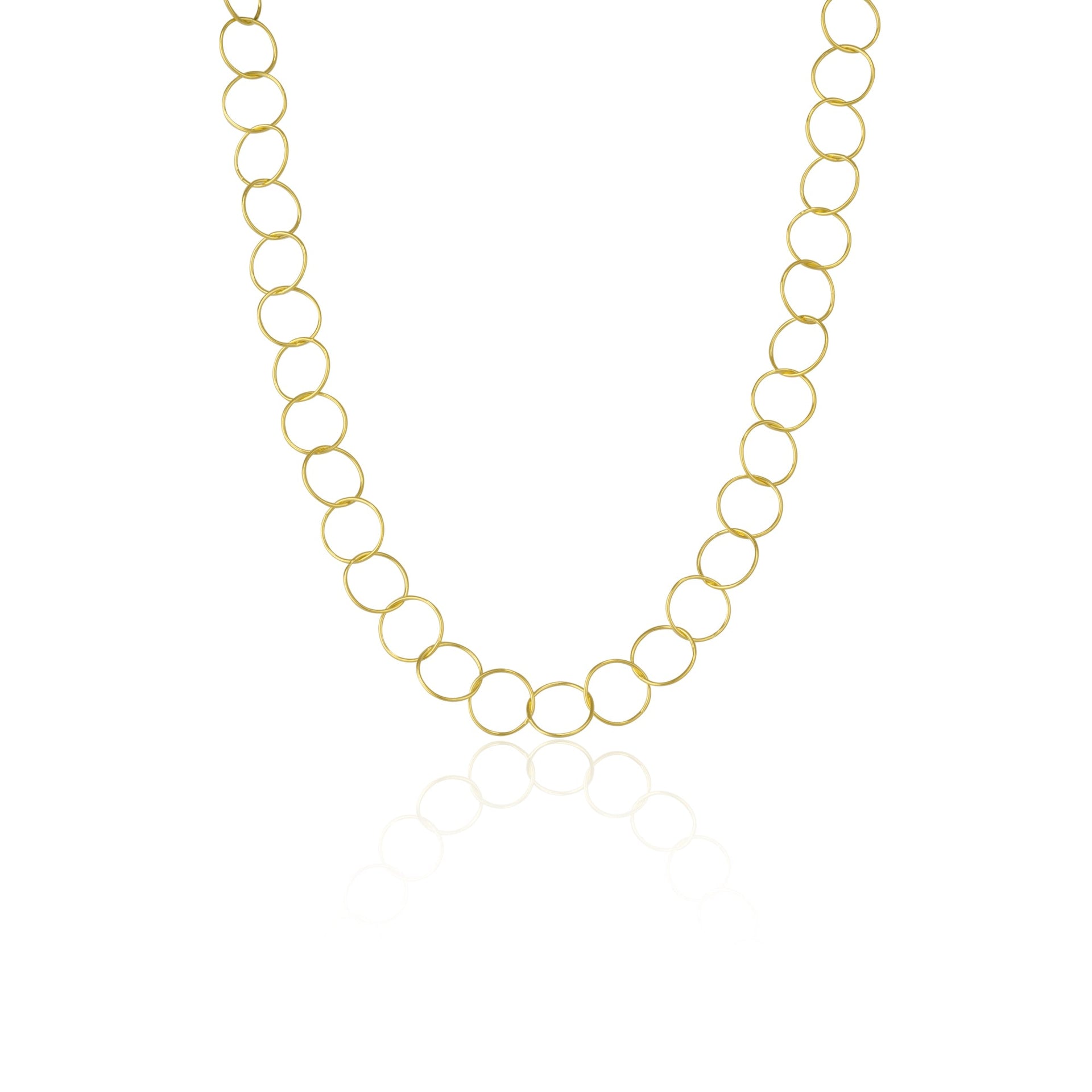 Circle Hoops Sterling Silver Chain Necklace - Gold