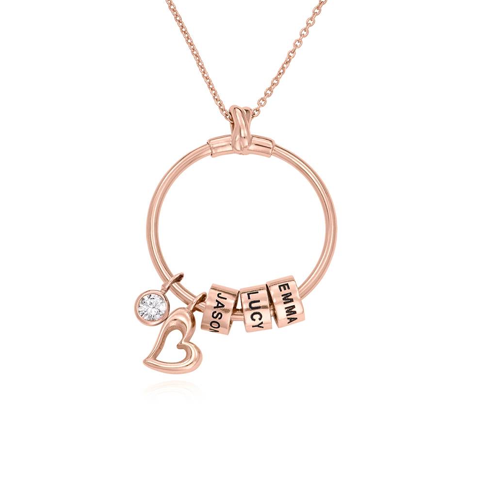 Push Present - Linda Circle Pendant Necklace - Rose Gold Plating - Gift for Mom - Mom Necklace with Charms - Birthday Gift for Her