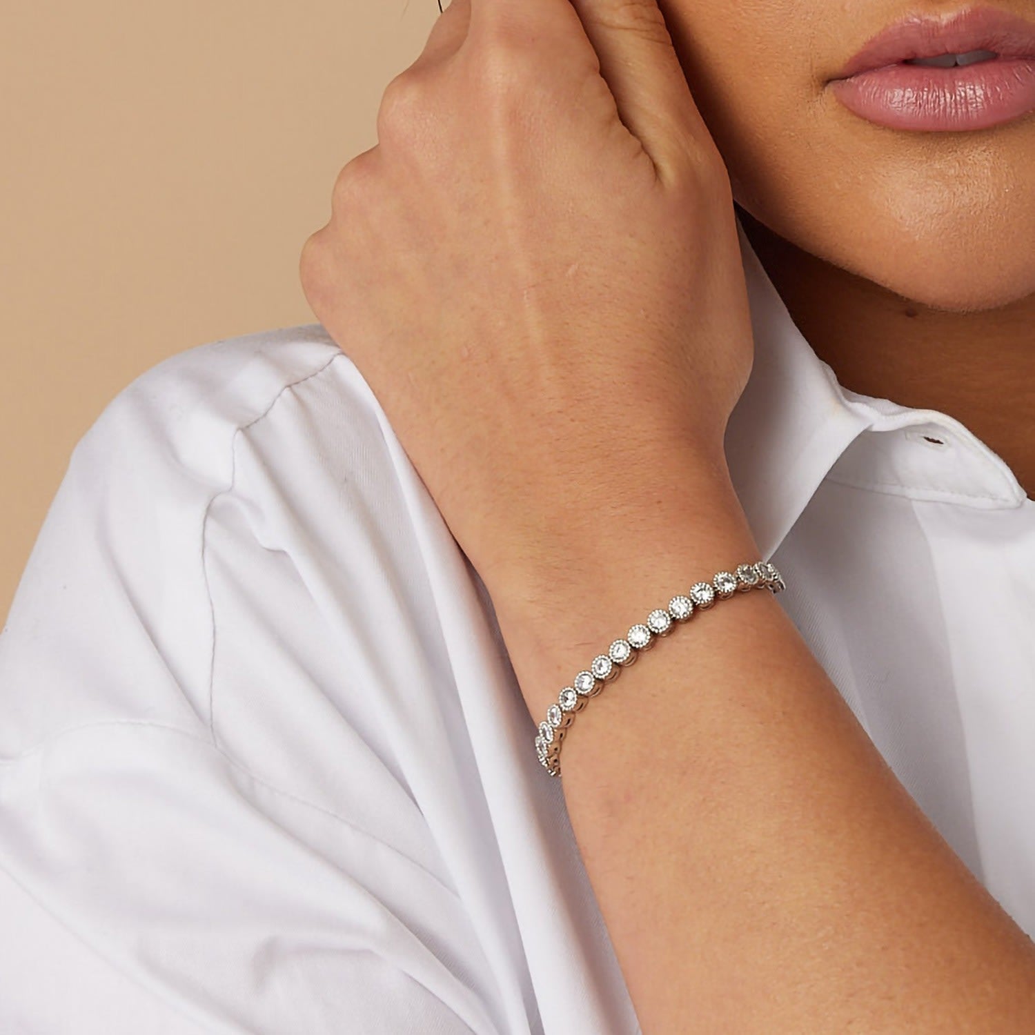 Circle Tennis Adjustable Bracelet Silver