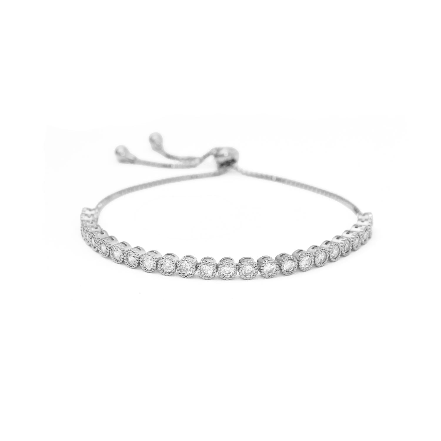 Circle Tennis Adjustable Bracelet Silver