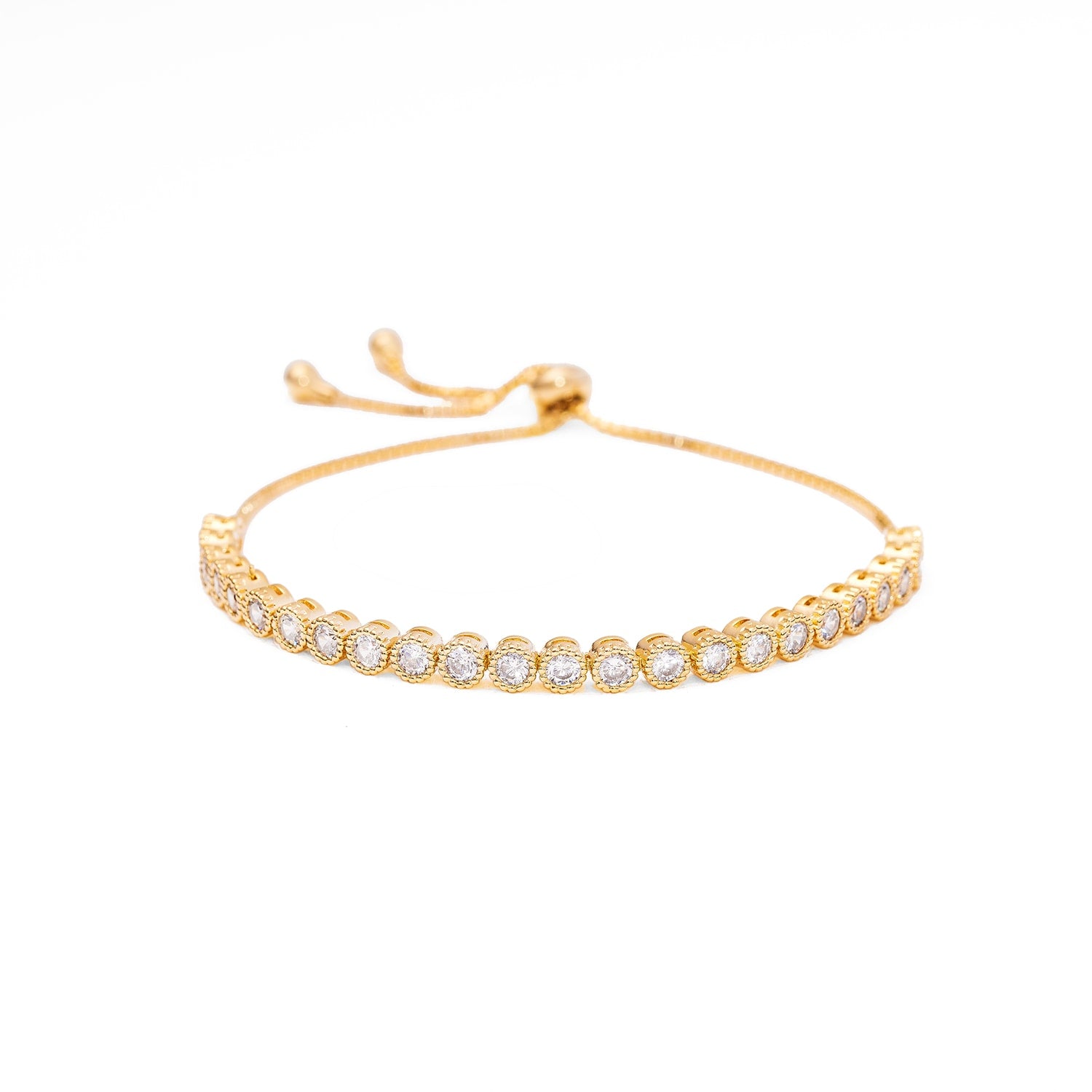 Circle Tennis Adjustable Bracelet Gold