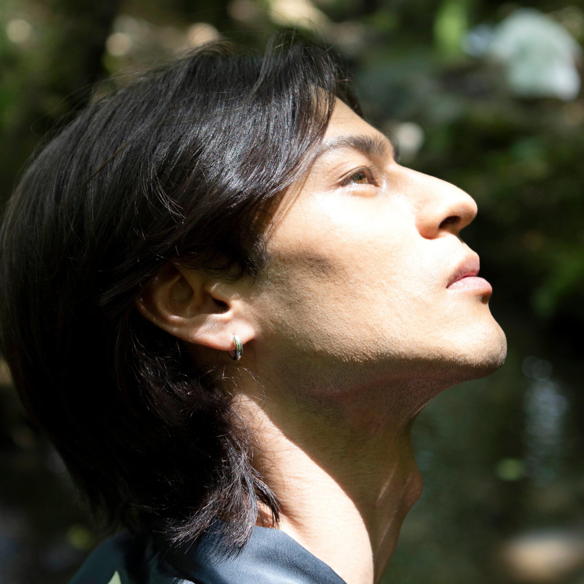 Circle Hoop Huggie Earrings Silver