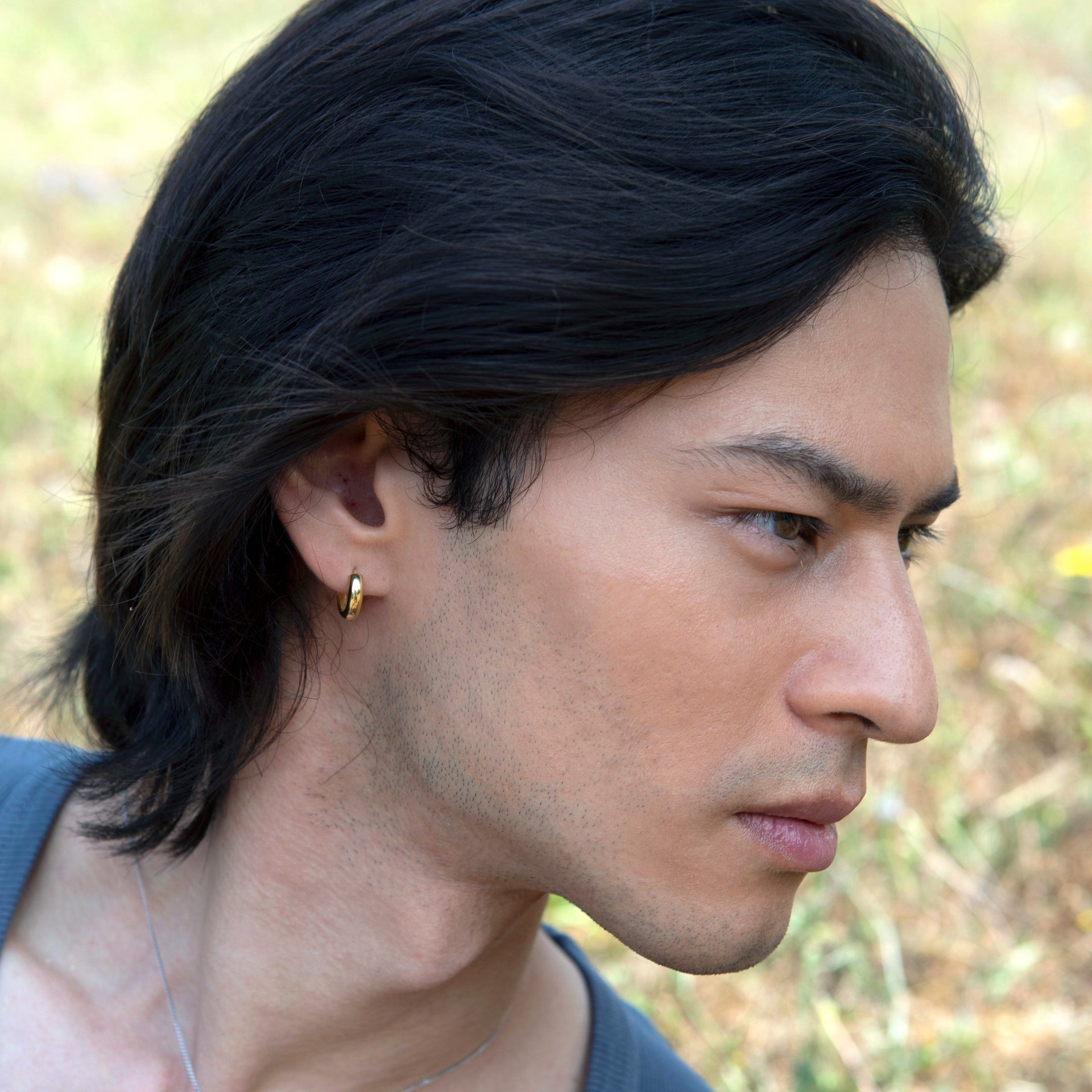 Circle Hoop Huggie Earrings Gold