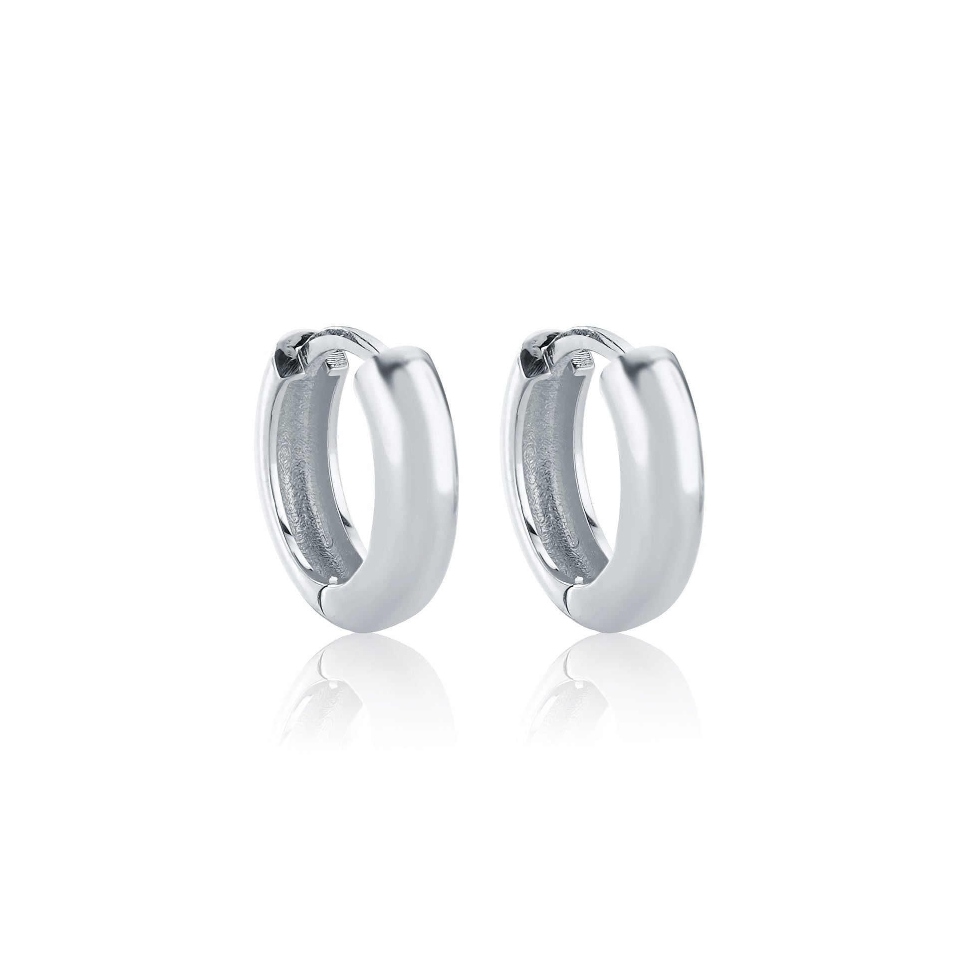 Circle Hoop Huggie Earrings Silver