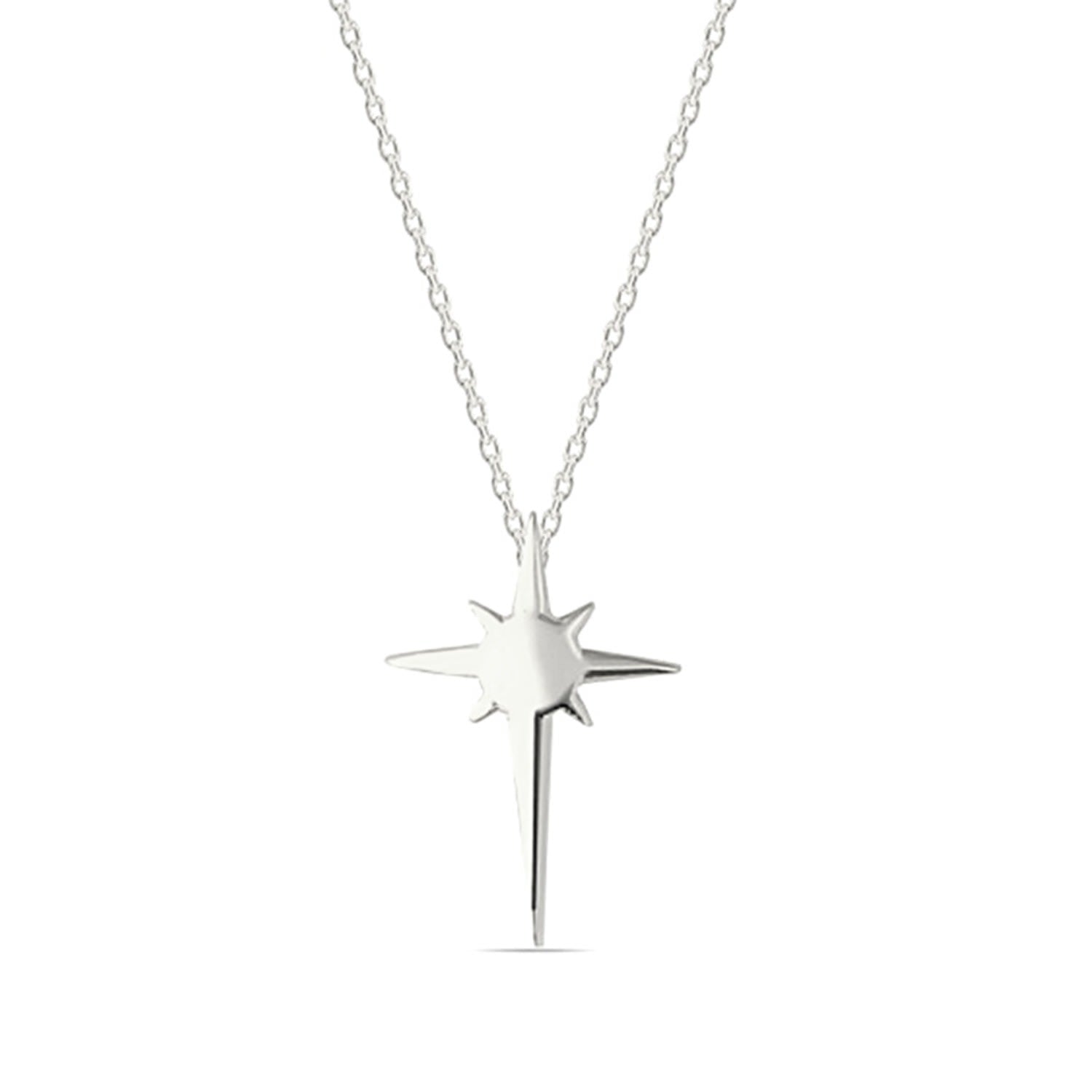 Single Star Sterling Silver Necklace - Silver