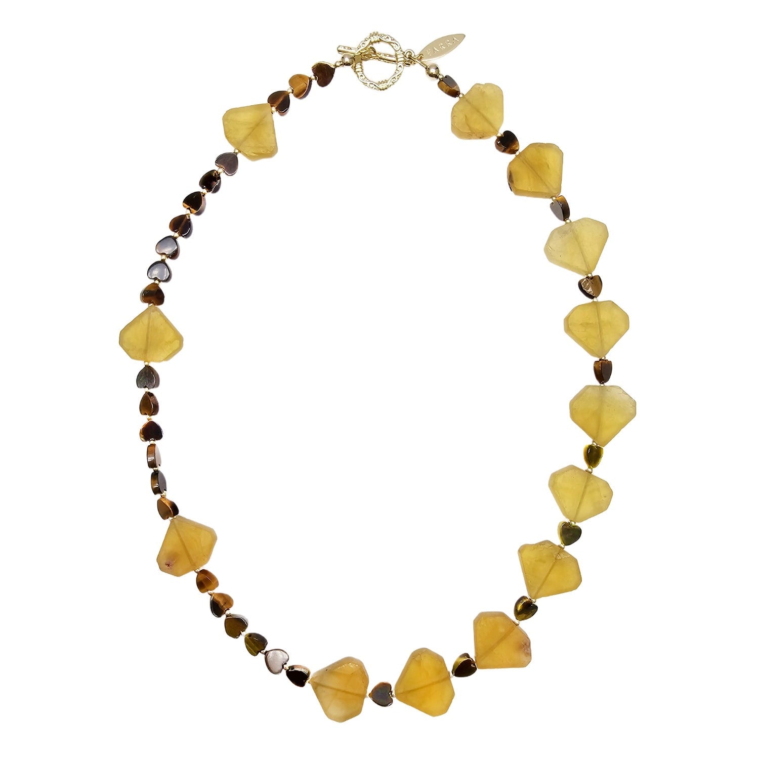 Citrine And Heart-Shaped Tiger-Eye Stone Necklace | Enhance Positivity And Confidence With Elegant Style