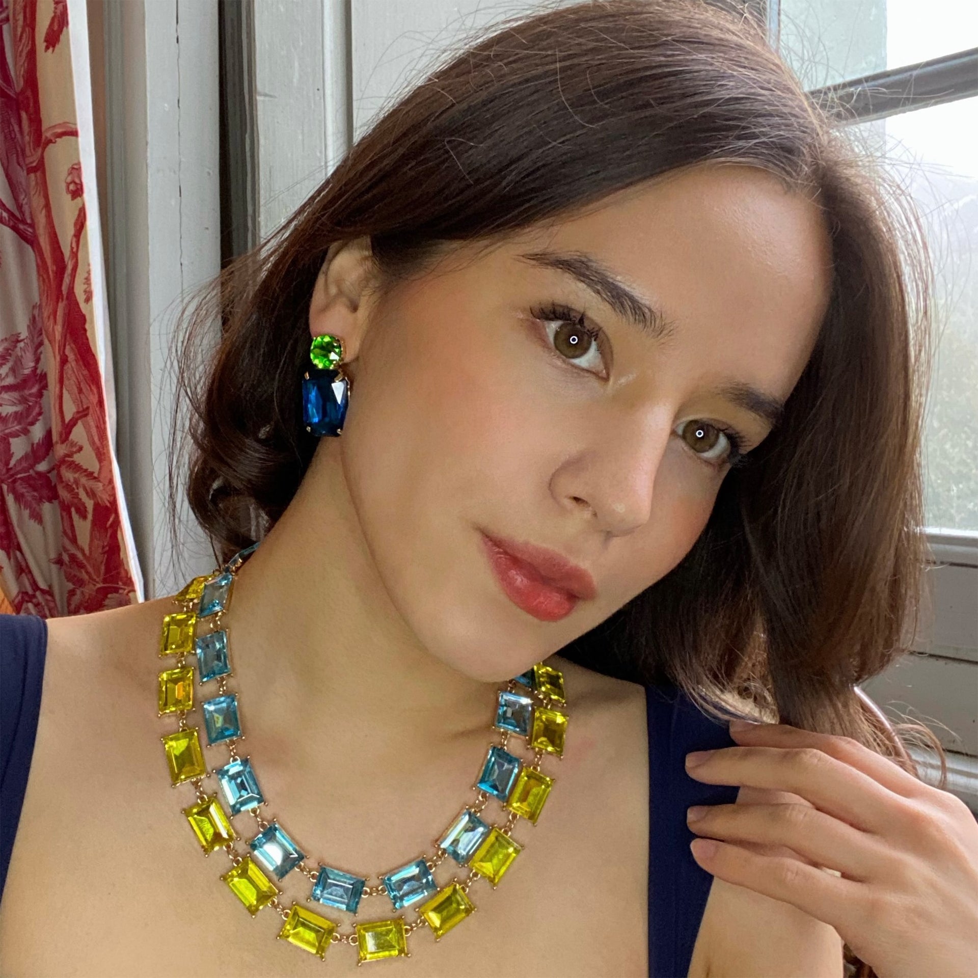 Aquamarine Crystal Octagon Necklace