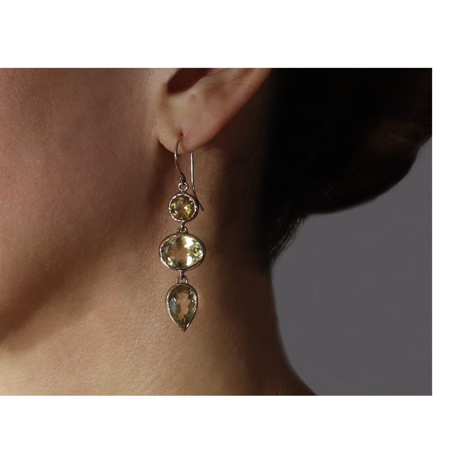 Citrine Dangle Gold Earrings