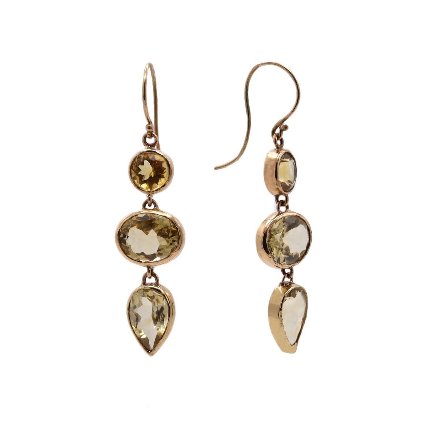 Citrine Dangle Gold Earrings