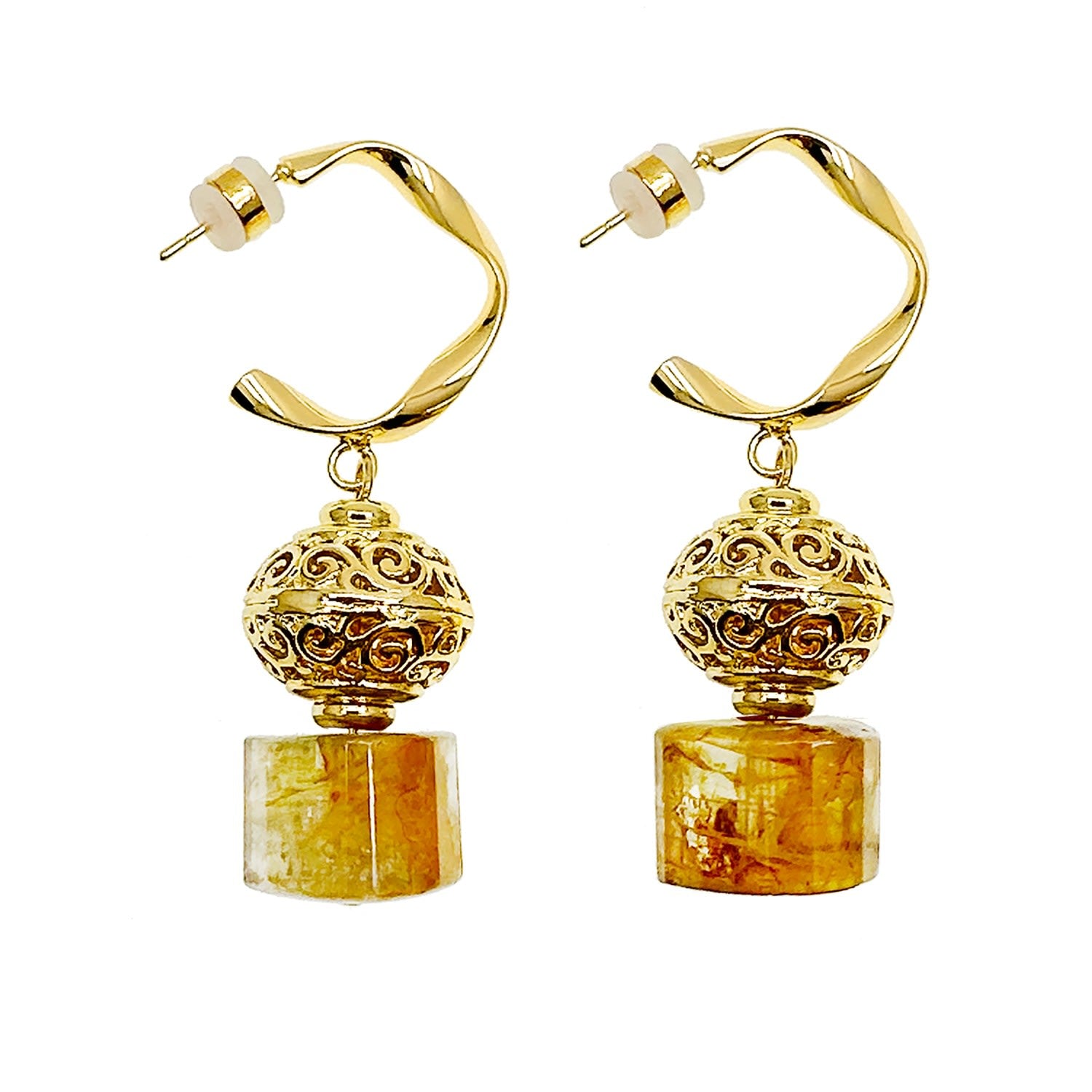 Citrine Chunky Hook Earrings