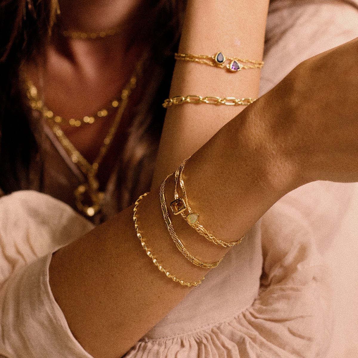 Citrine November Birthstone Charm Bracelet 18ct Gold Plate