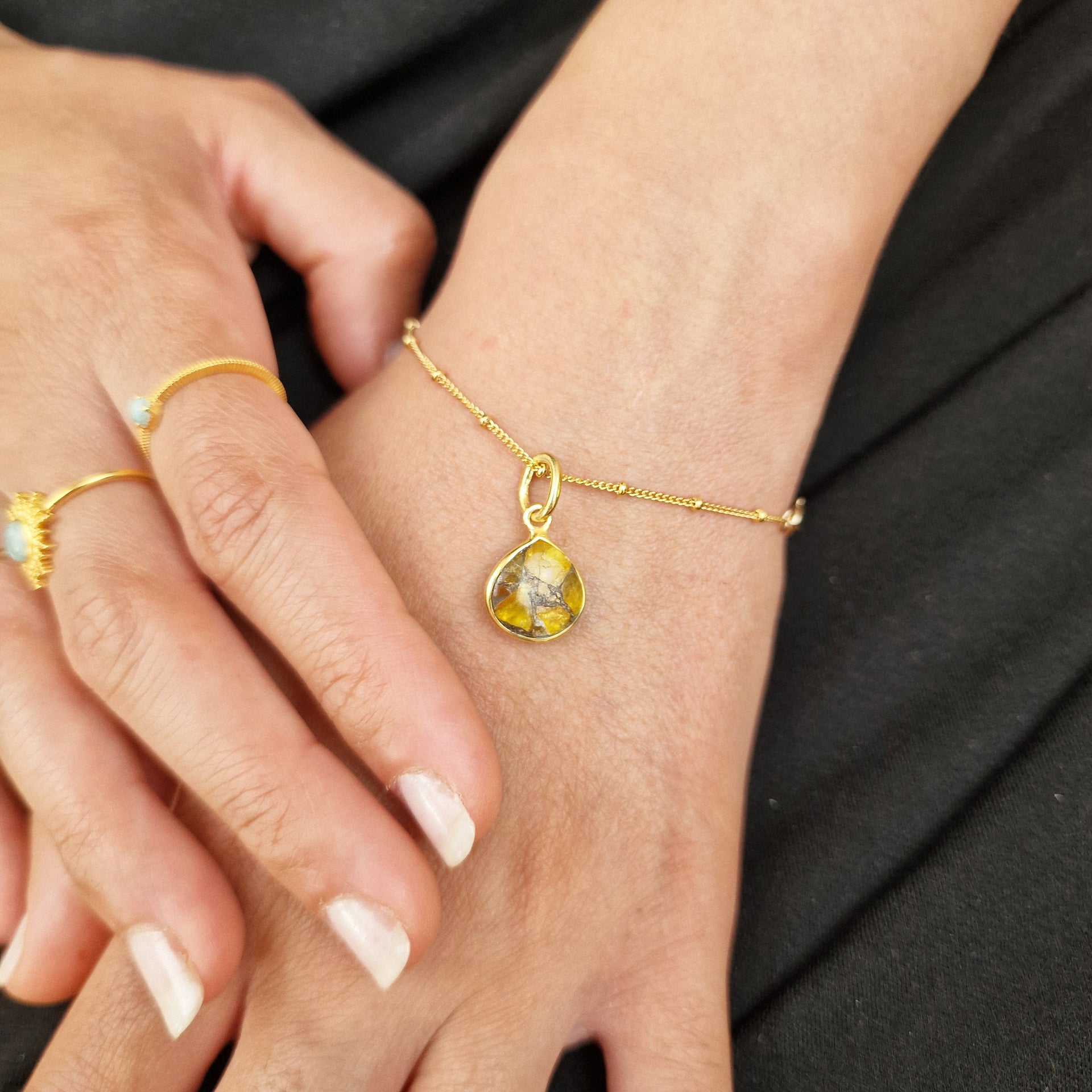 Natural Orange Citrine November Birthstone Gold Plated Gem Bracelet