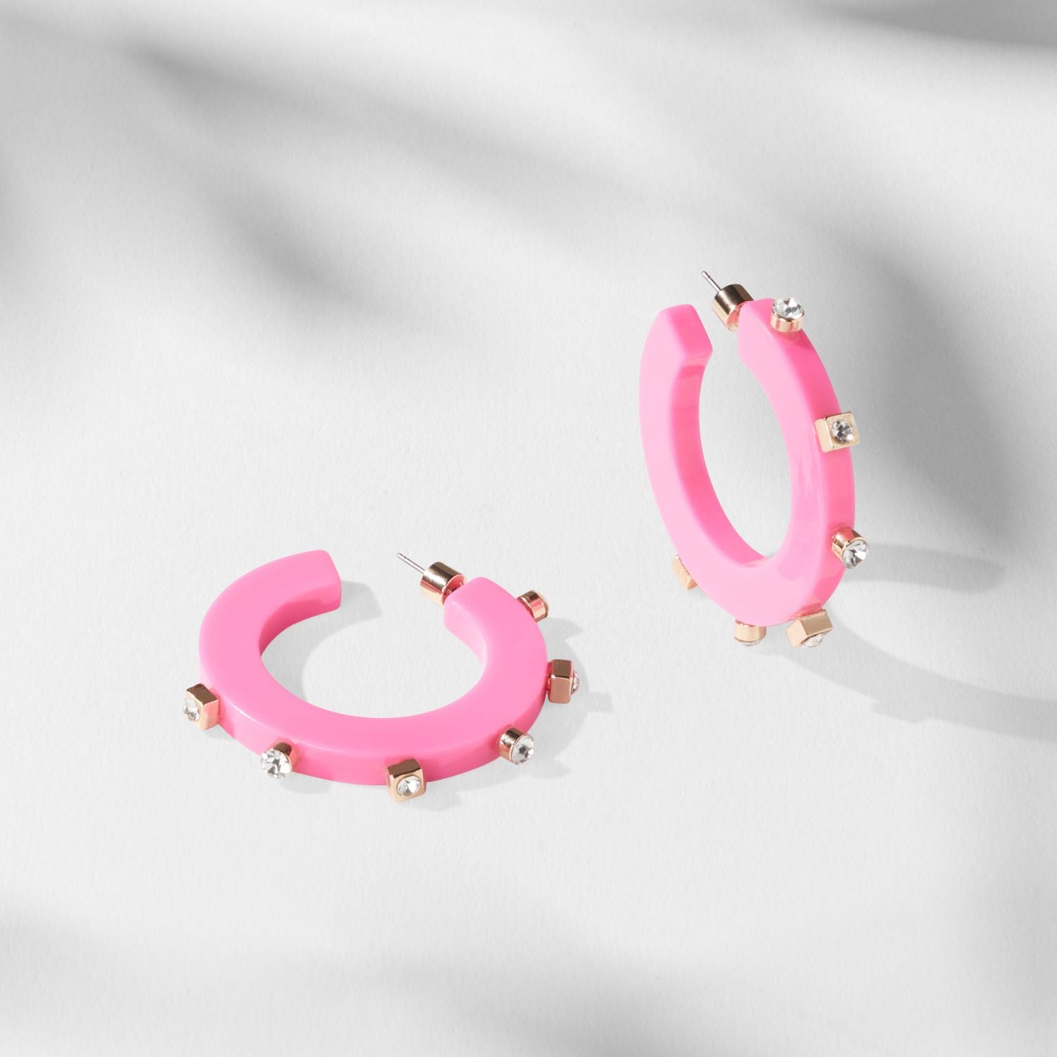 City Girl Large Jewel Hoop - Hot Pink