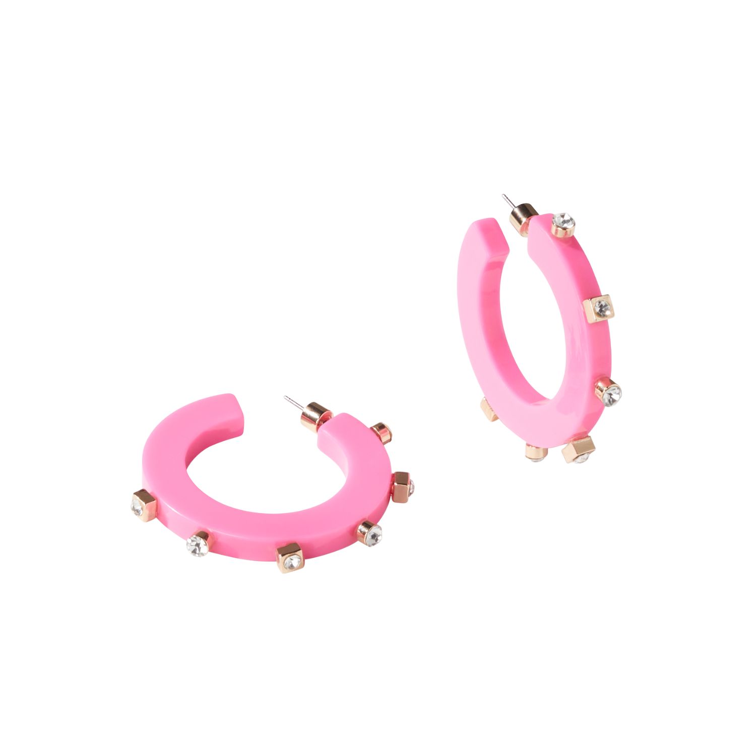 City Girl Large Jewel Hoop - Hot Pink