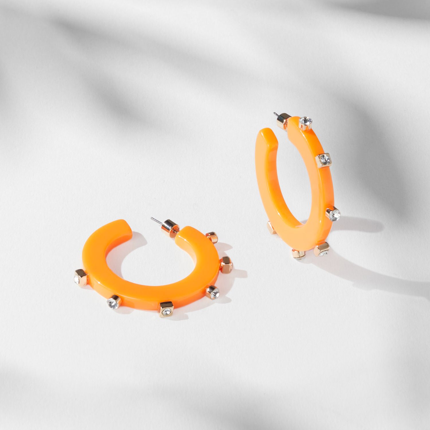 City Girl Large Jewel Hoop - Tangerine