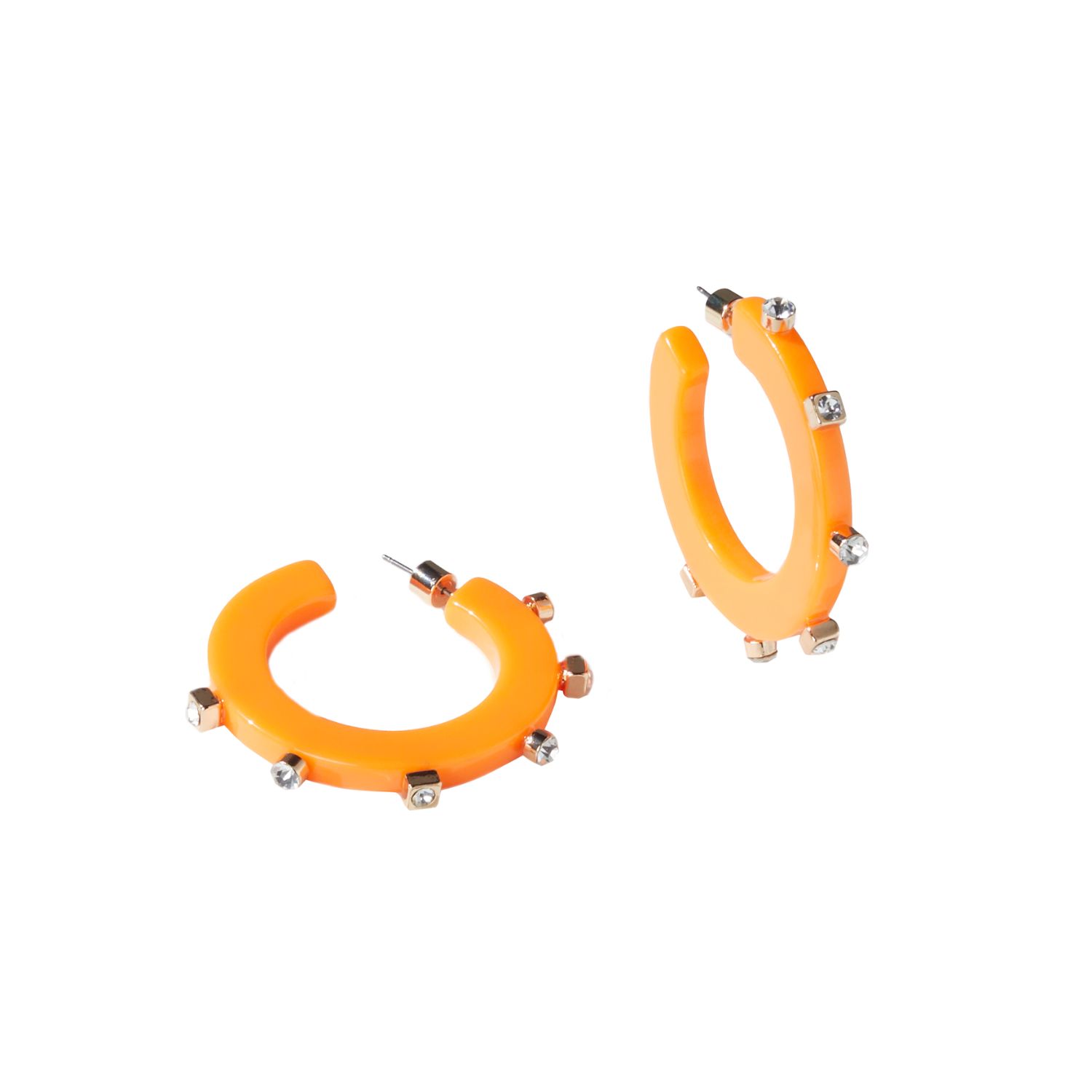 City Girl Large Jewel Hoop - Tangerine