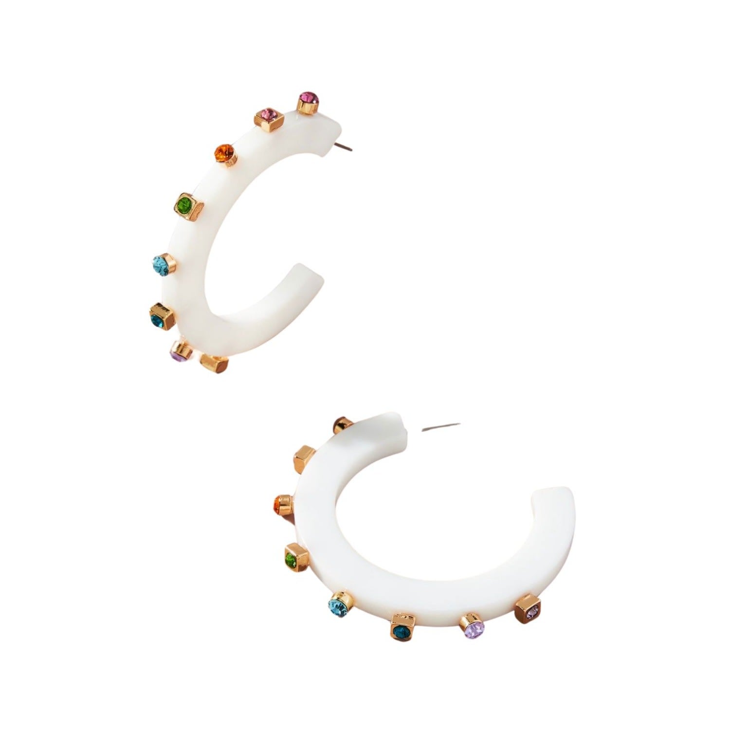 City Girl Small Jewel Hoop - White Multicolor