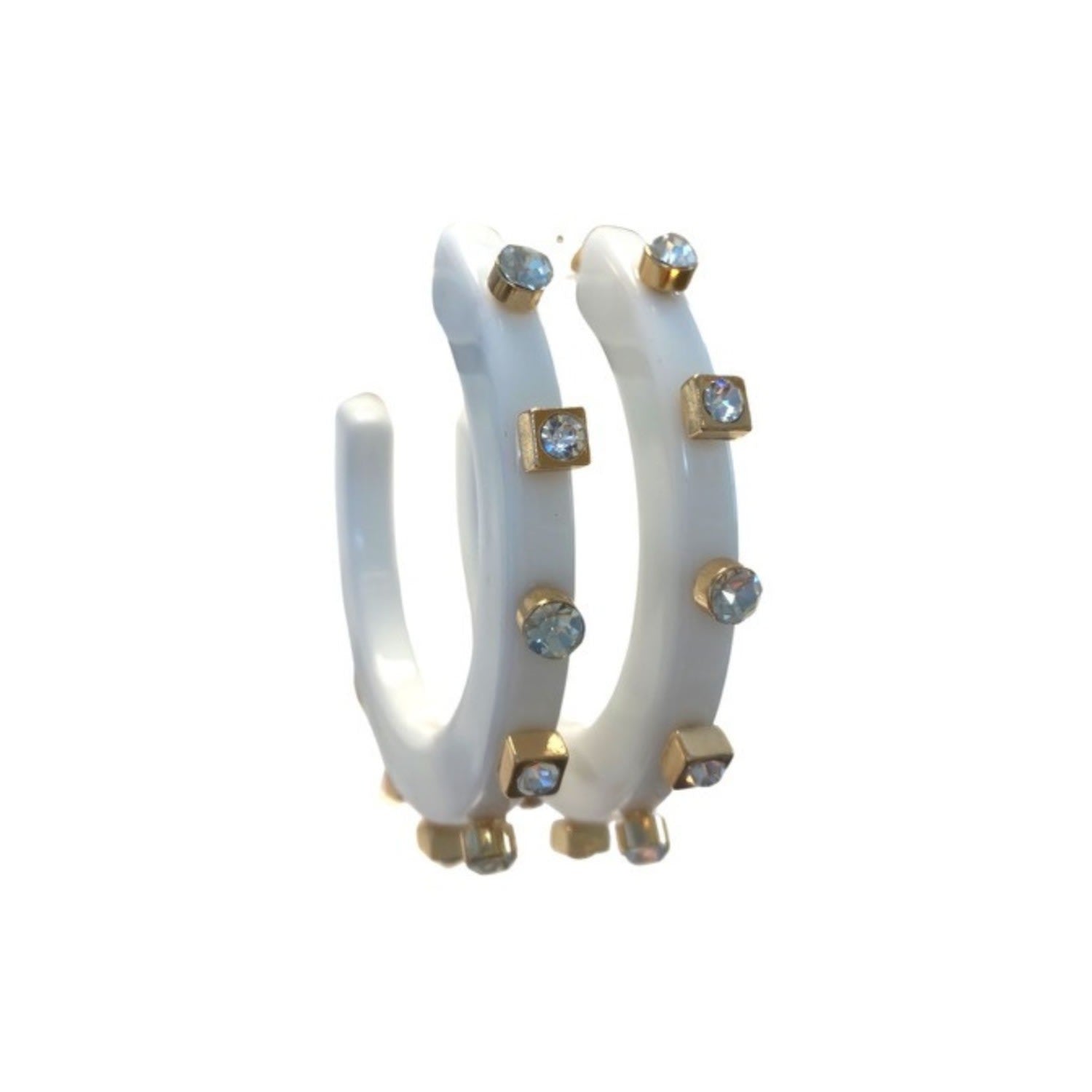 City Girl Small Jewel Hoop - White