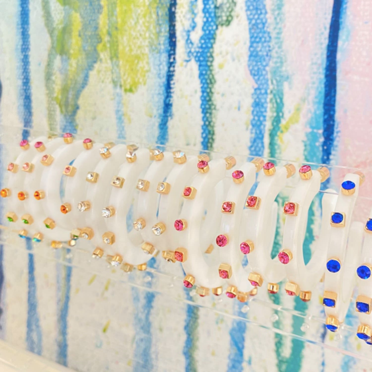 City Girl Small Jewel Hoop - White