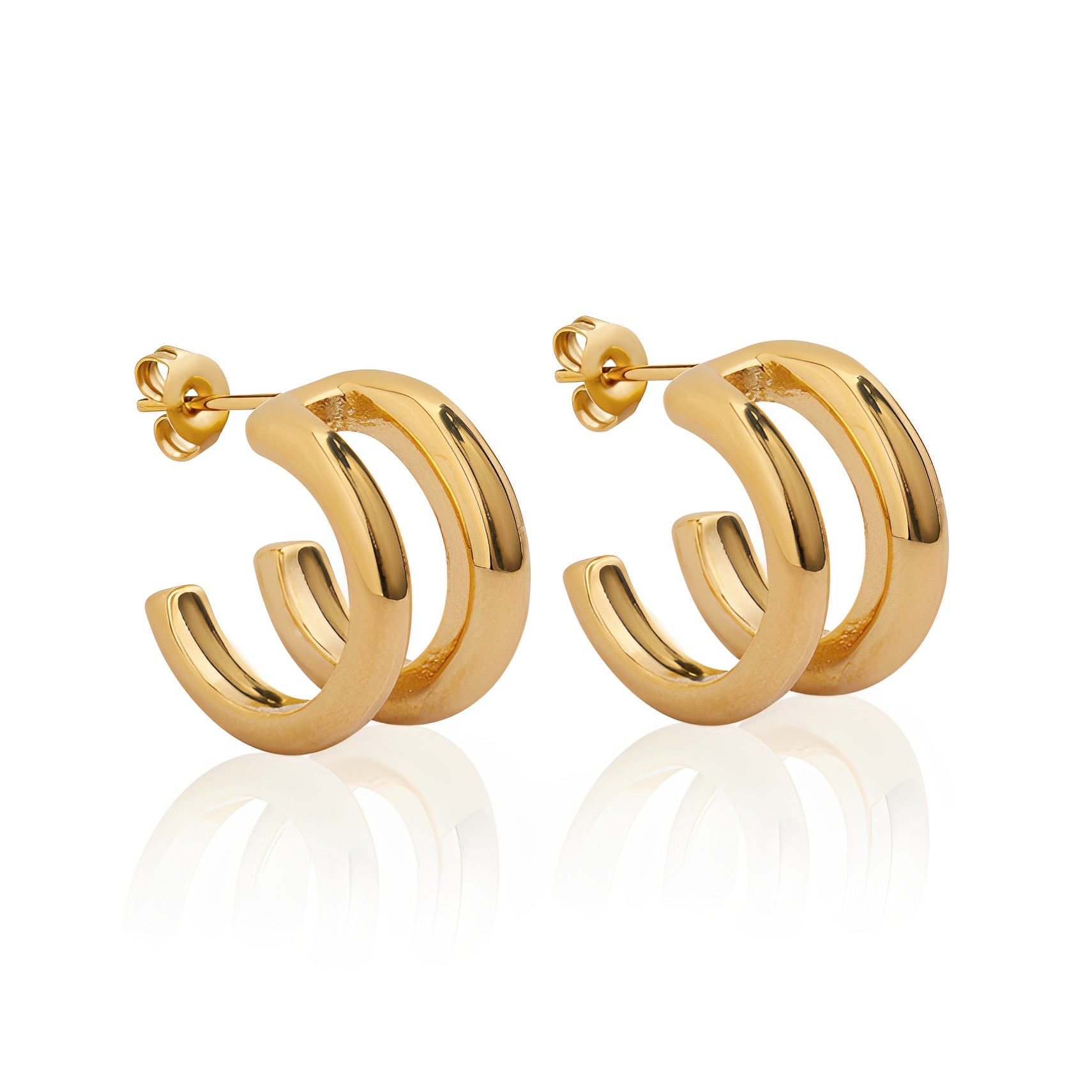 City Street Gold Waterproof Hoop Earrings