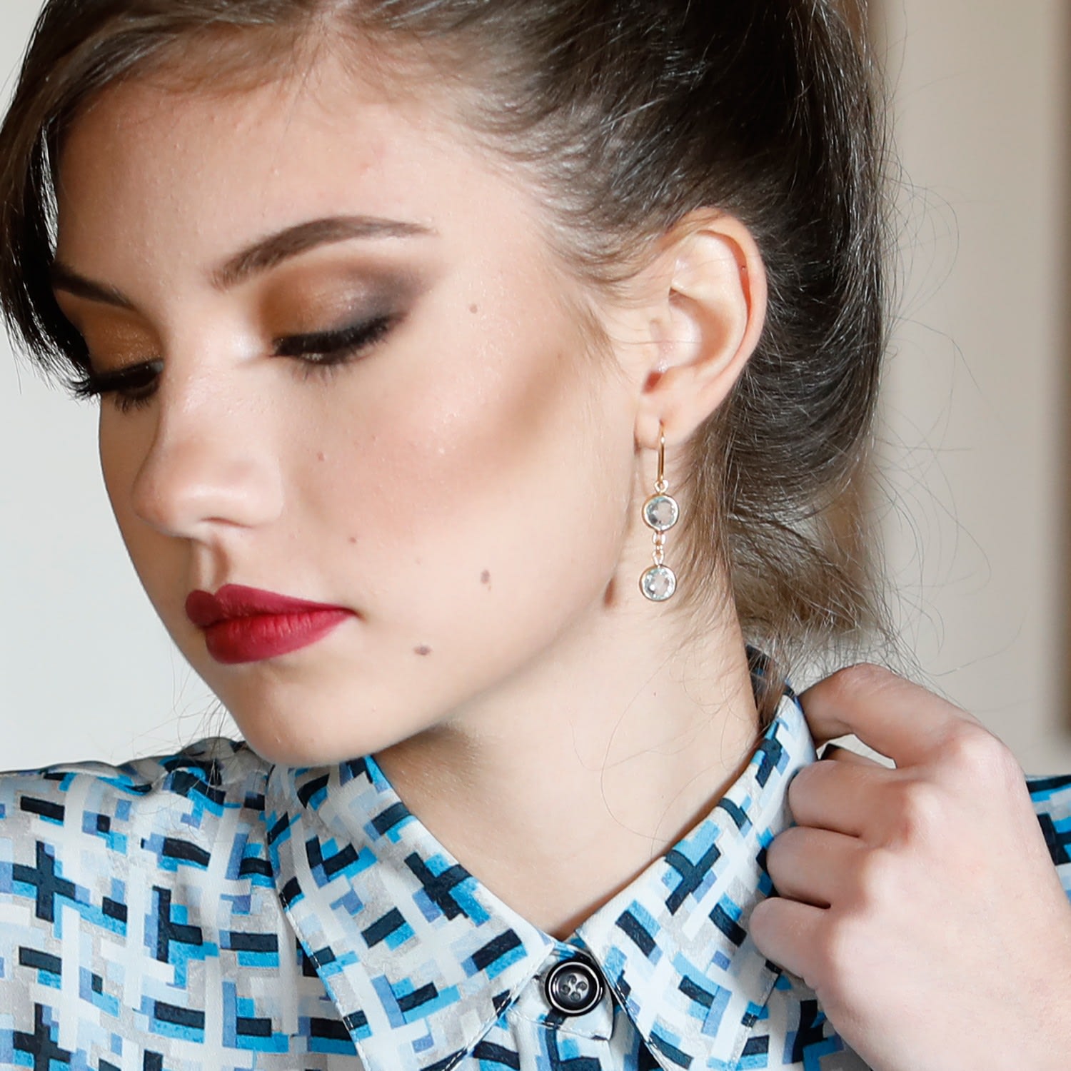 Positano Gold-Plated Sky Blue Topaz Drop Earrings