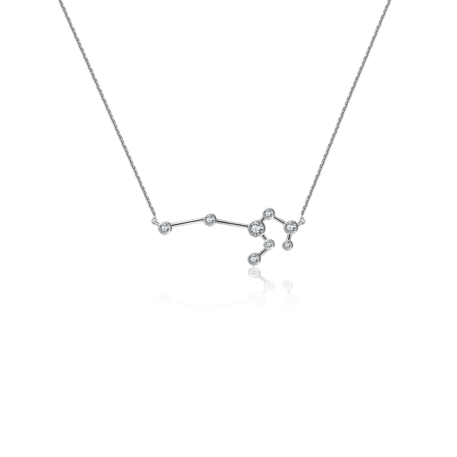 Leo Zodiac Constellation Necklace 18K White Gold & Diamond