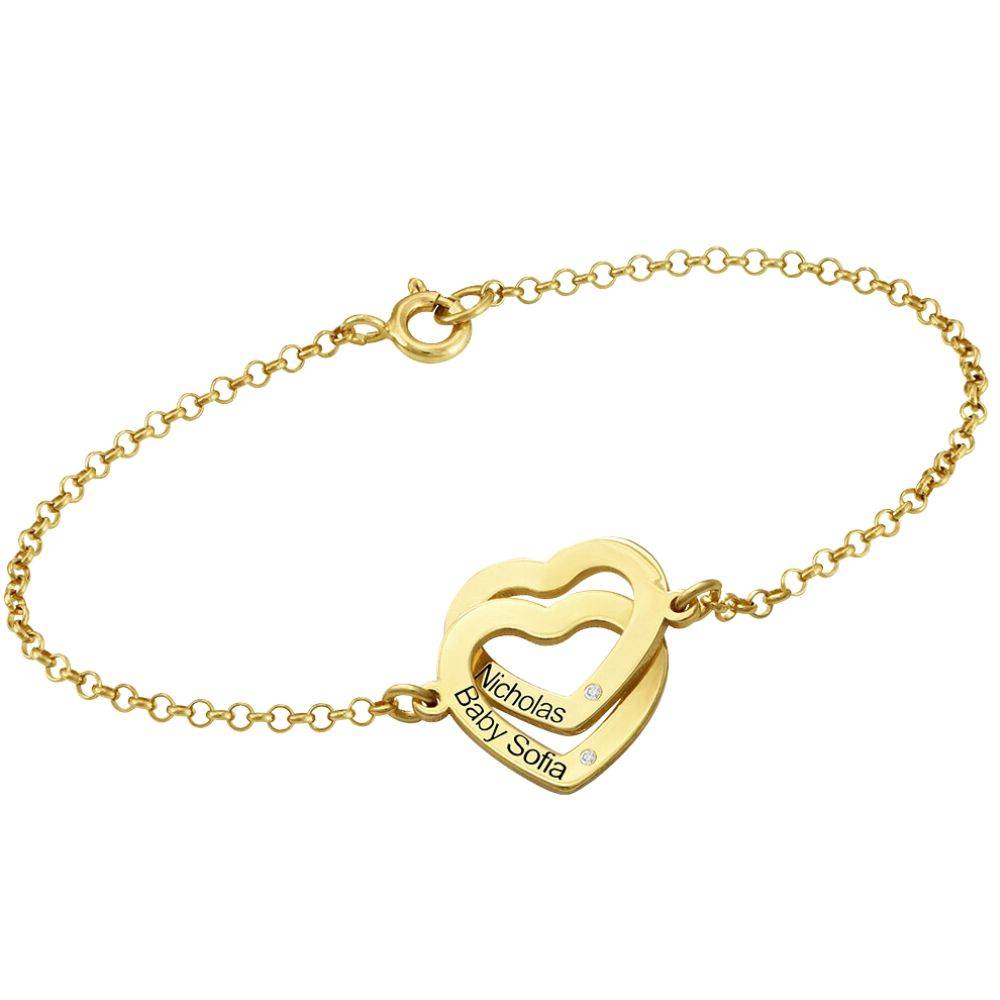 Claire Interlocking Adjustable Hearts Bracelet in 14K Yellow Gold with Diamonds