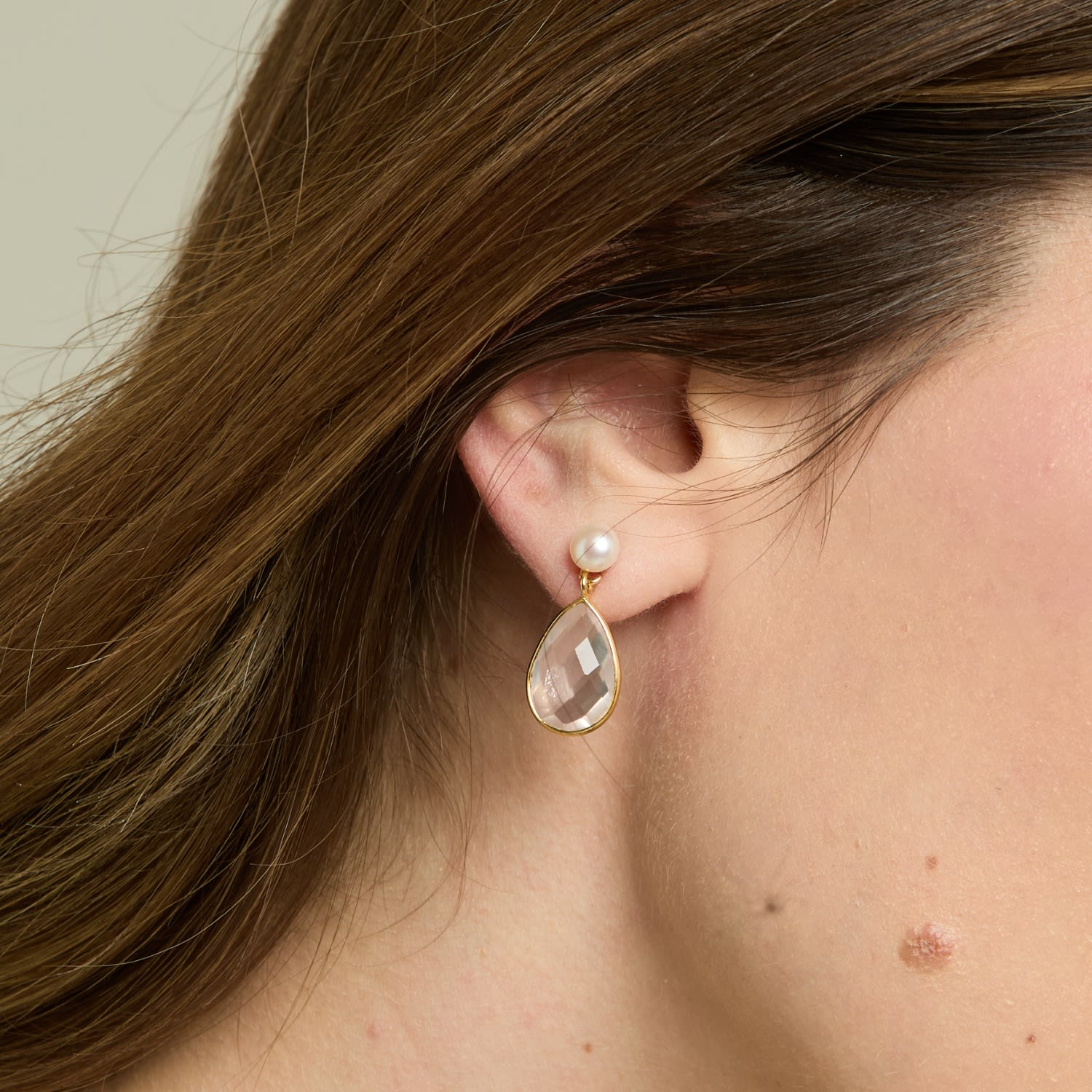 Clara Cultured Freshwater Pearl & Rose Quartz Drop Earrings