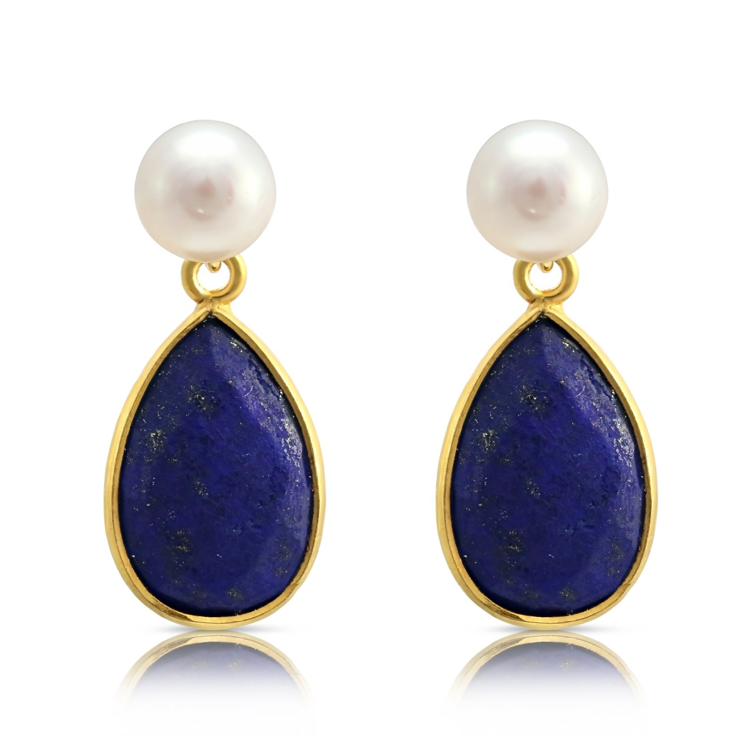 Clara Cultured Freshwater Pearls & Lapis Lazuli Drop Earrings