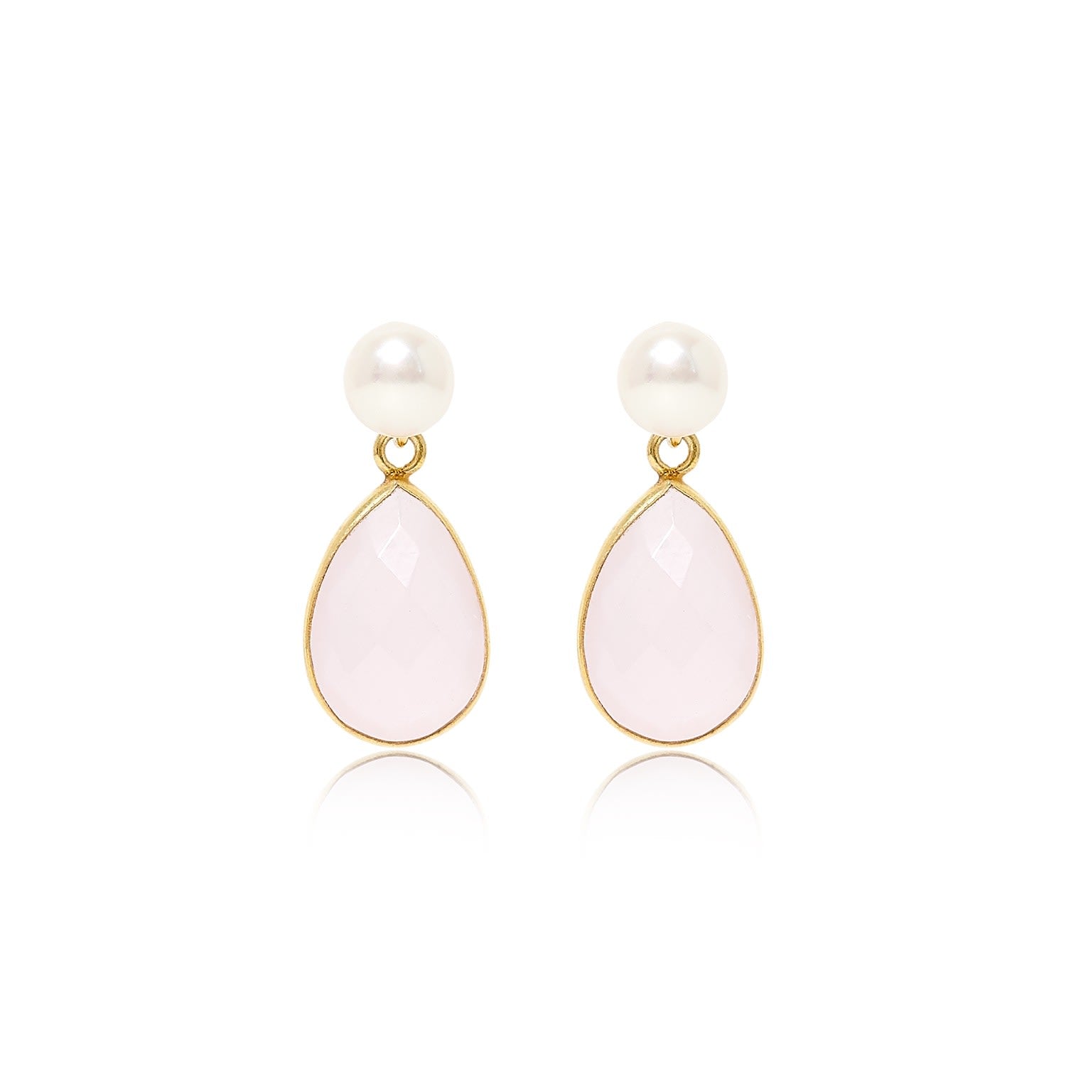 Clara Cultured Freshwater Pearls & Pink Chalcedony Drop Earrings