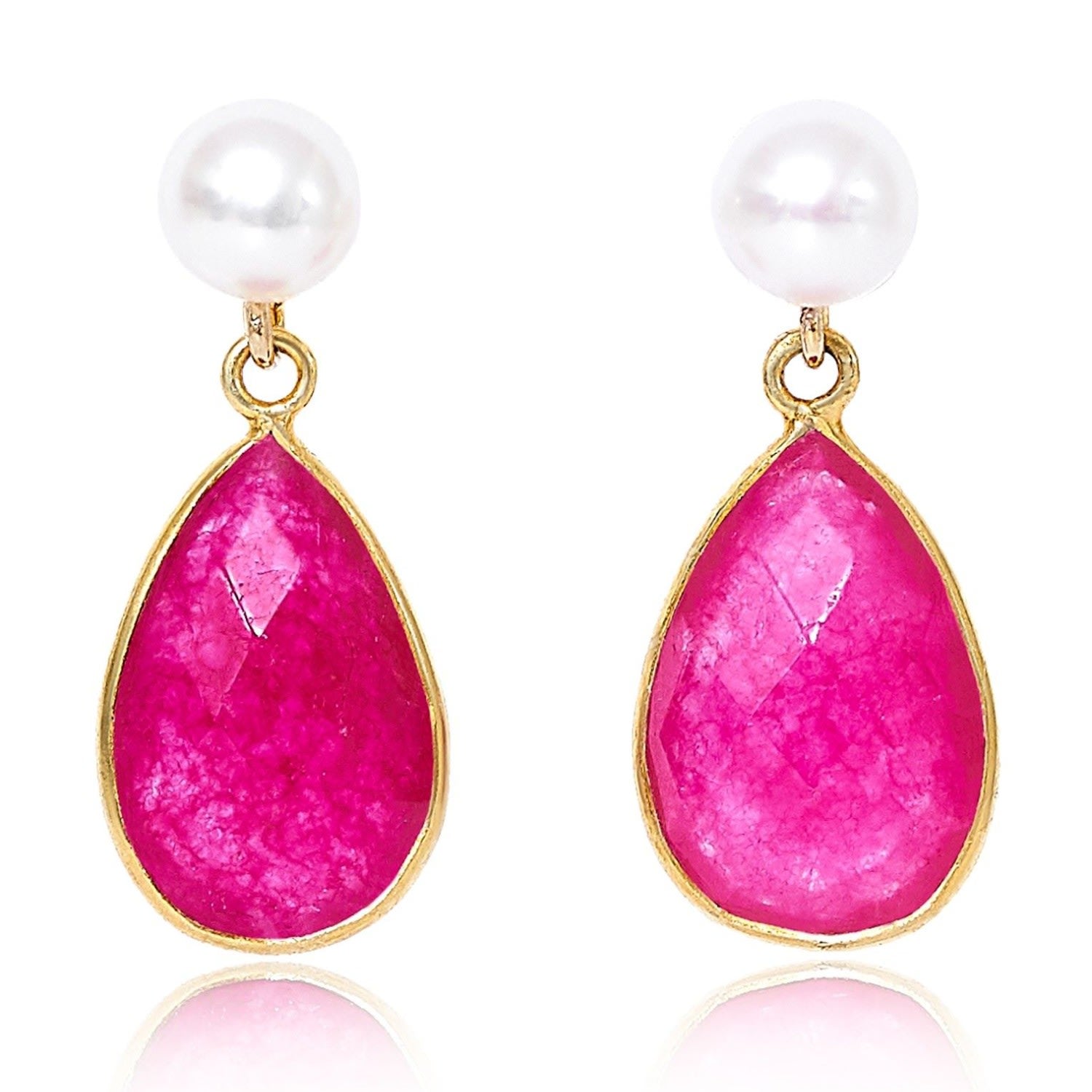 Clara Cultured Freshwater Pearls & Ruby Quartz Drop Earrings