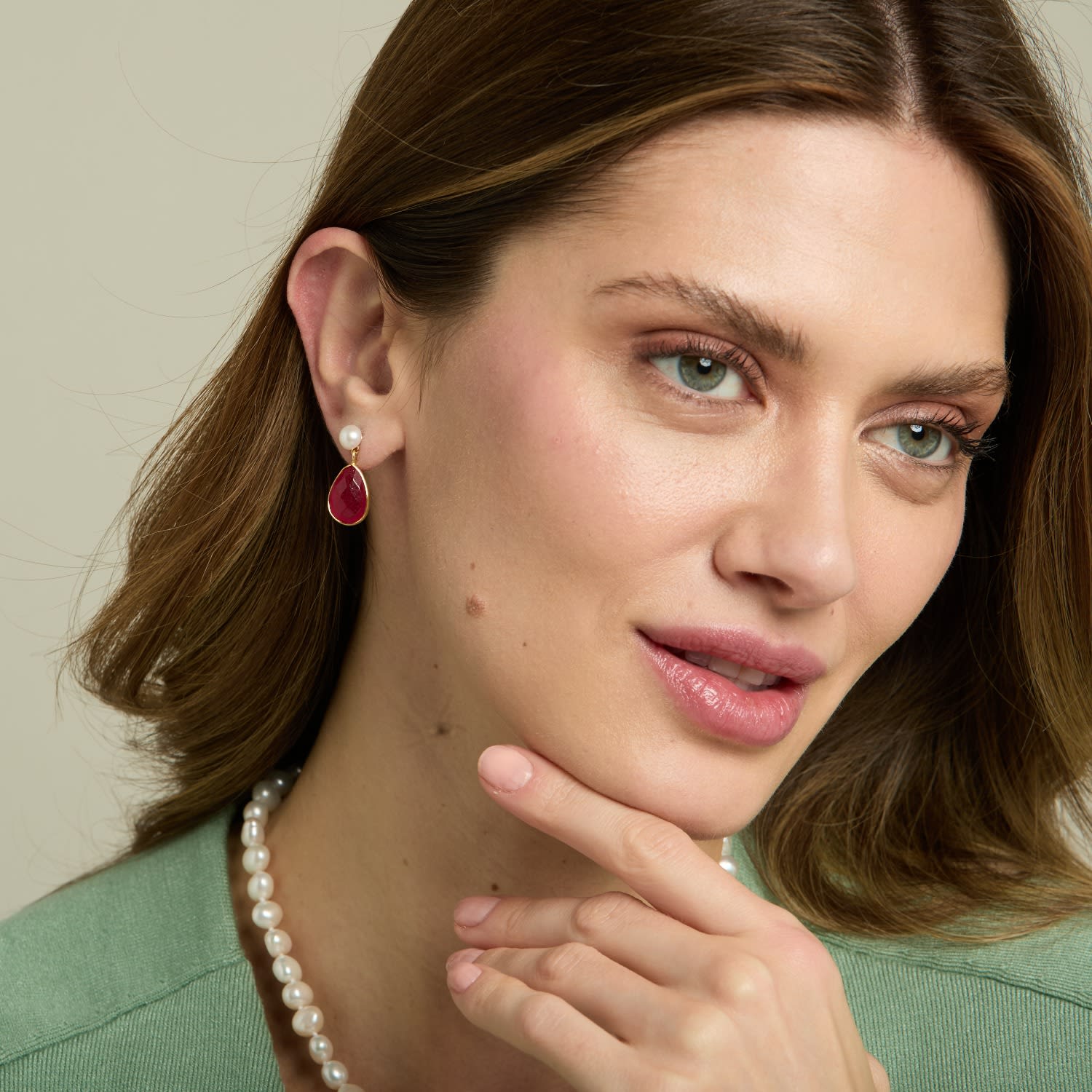 Clara Cultured Freshwater Pearls & Ruby Quartz Drop Earrings