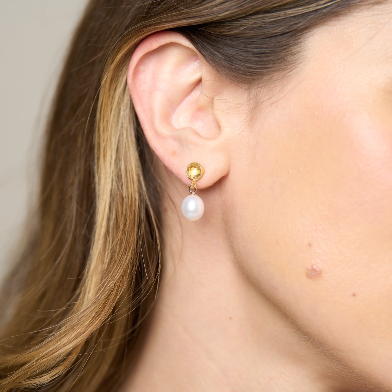 Clara Lemon Topaz & Cultured Freshwater Pearl Drop Earrings