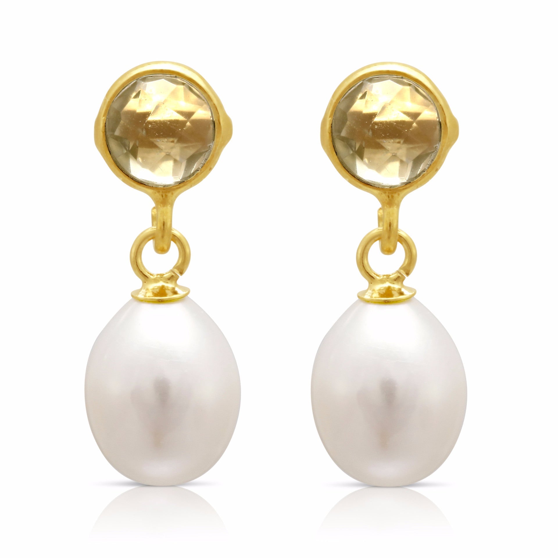 Clara Lemon Topaz & Cultured Freshwater Pearl Drop Earrings