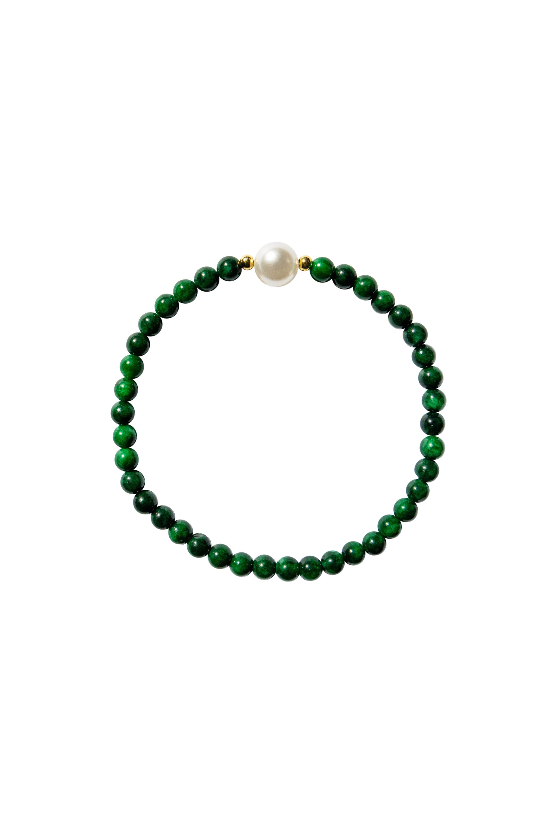 Clara Pearl And Green Chalcedony Beaded Bracelet