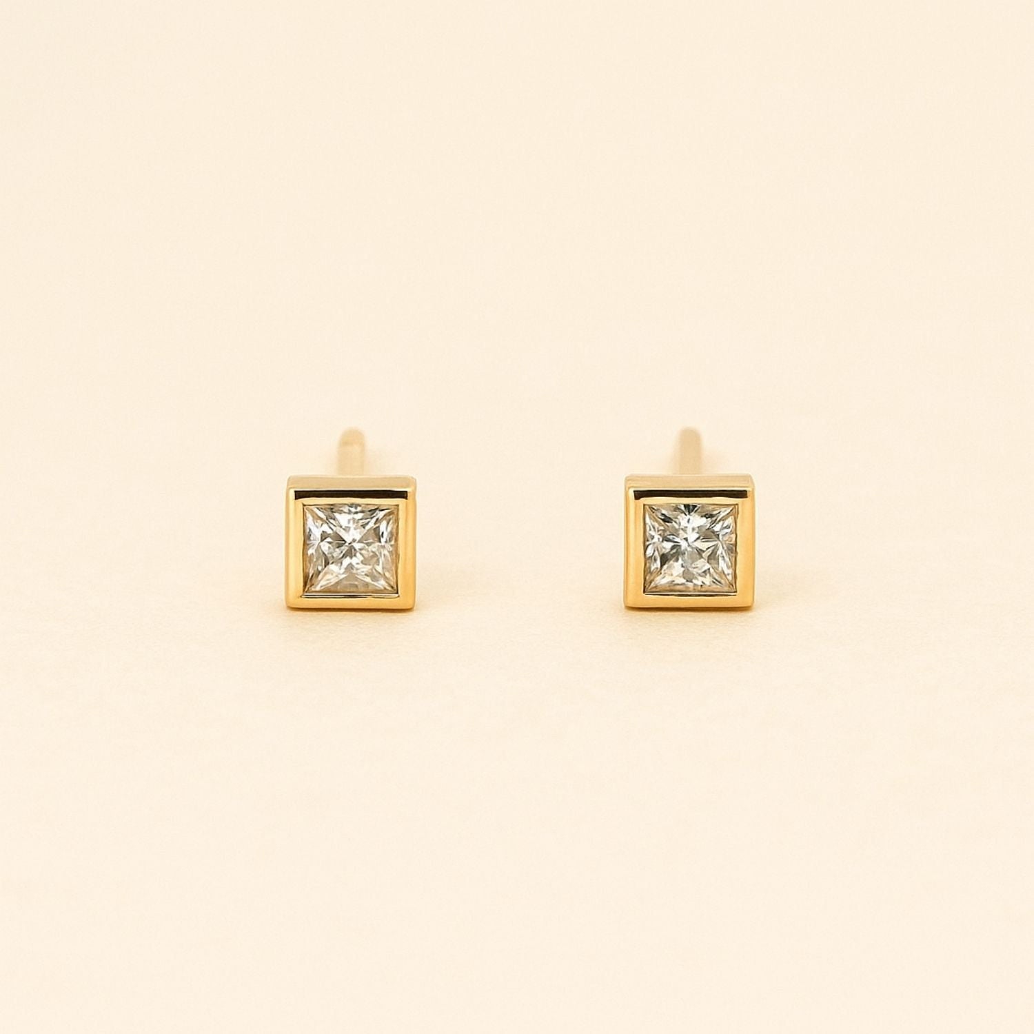 Clara Princess Cut Stud Earrings