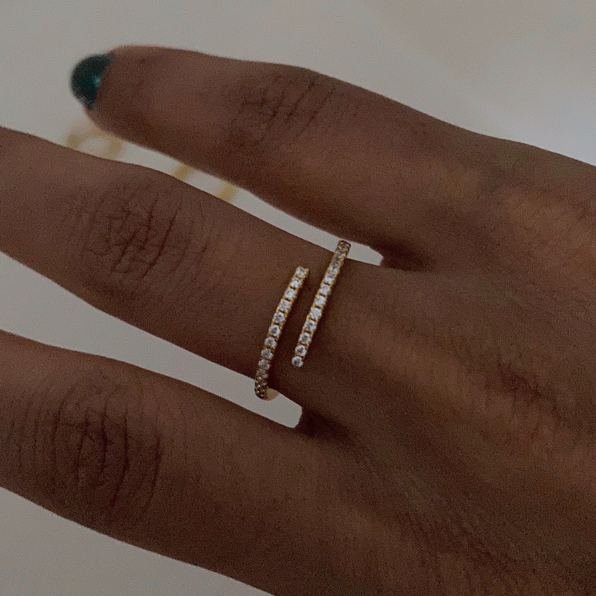 Pave Claw Double Wrap Adjustable Gold Ring