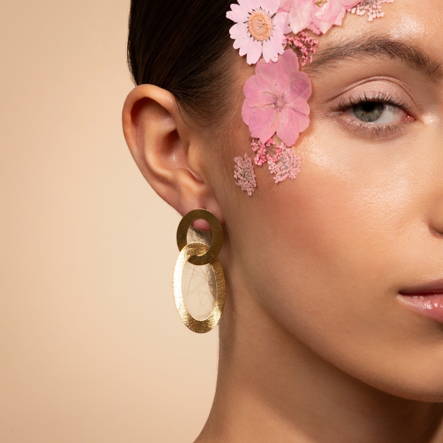 Classic Earring Double Oval Charm Satin