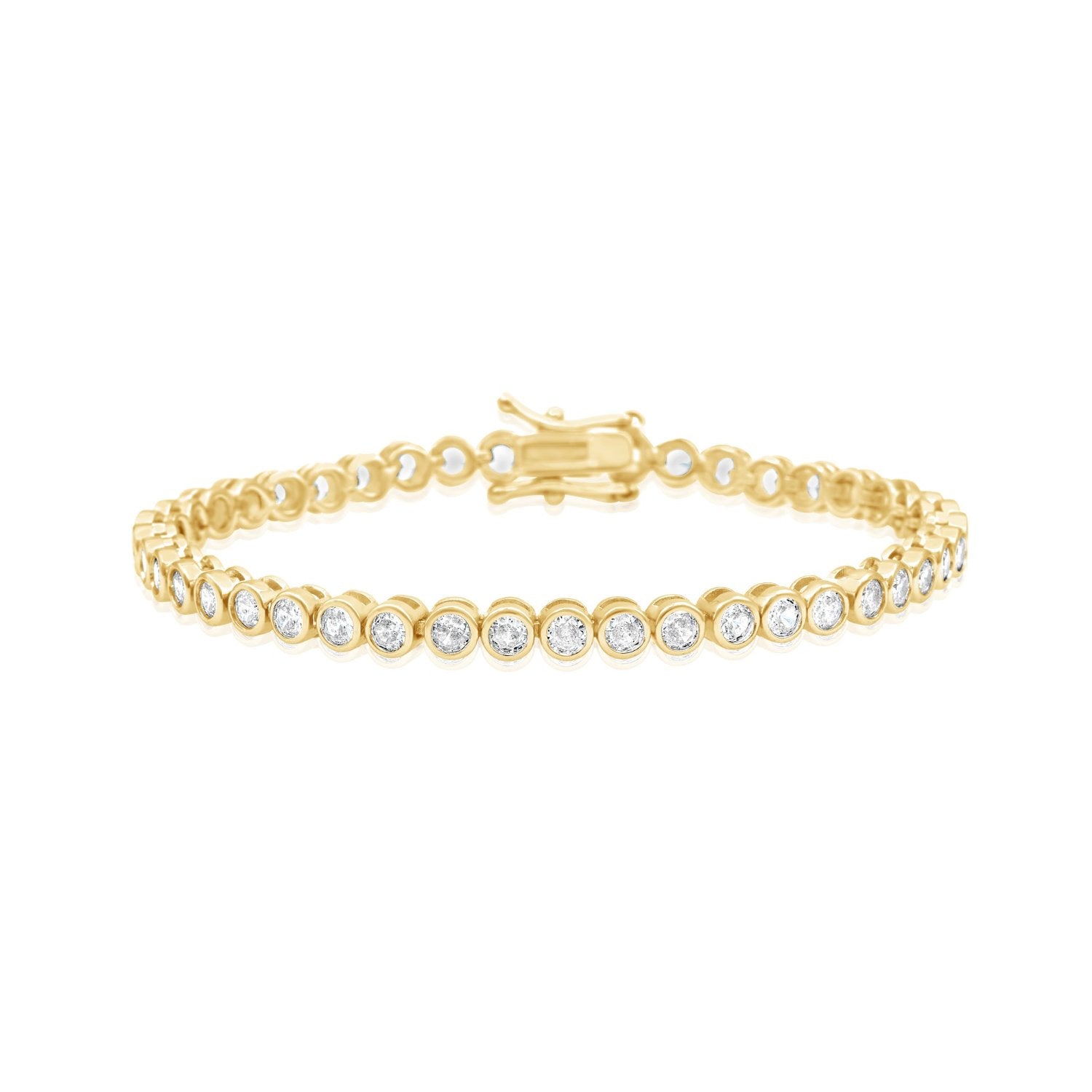 Classic Four Mm Bezel Set Tennis Bracelet - Gold