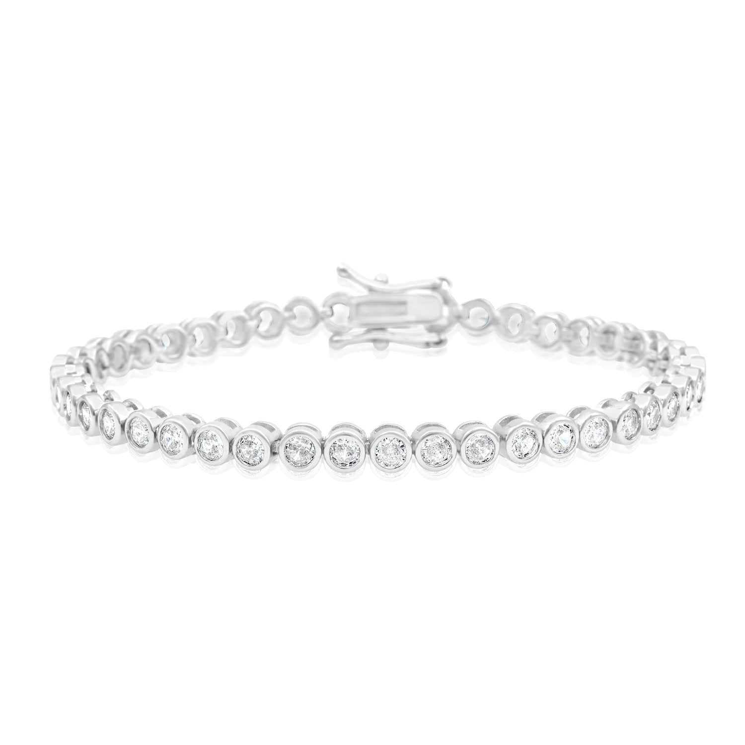Classic Four Mm Bezel Set Tennis Bracelet - Silver