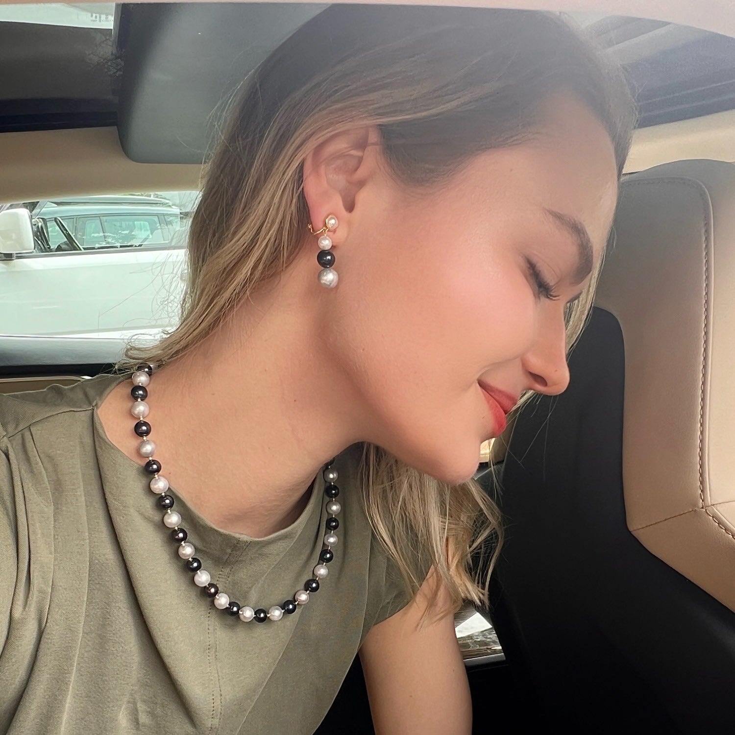 Classic Gray And Black Natural Freshwater Pearls Color Blocking Necklace